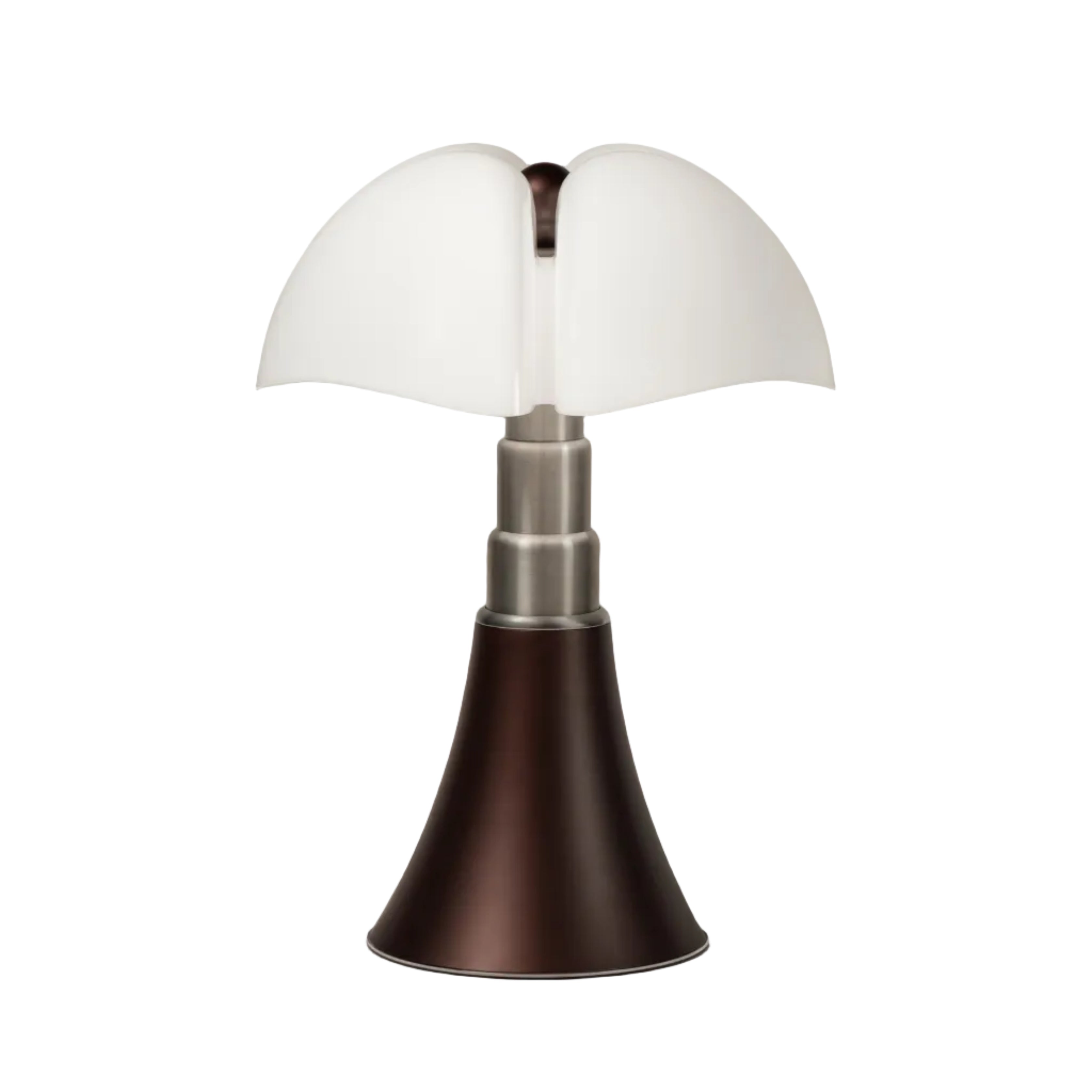 Lampa stołowa PIPISTRELLO opalowy klosz z brązową matową podstawą