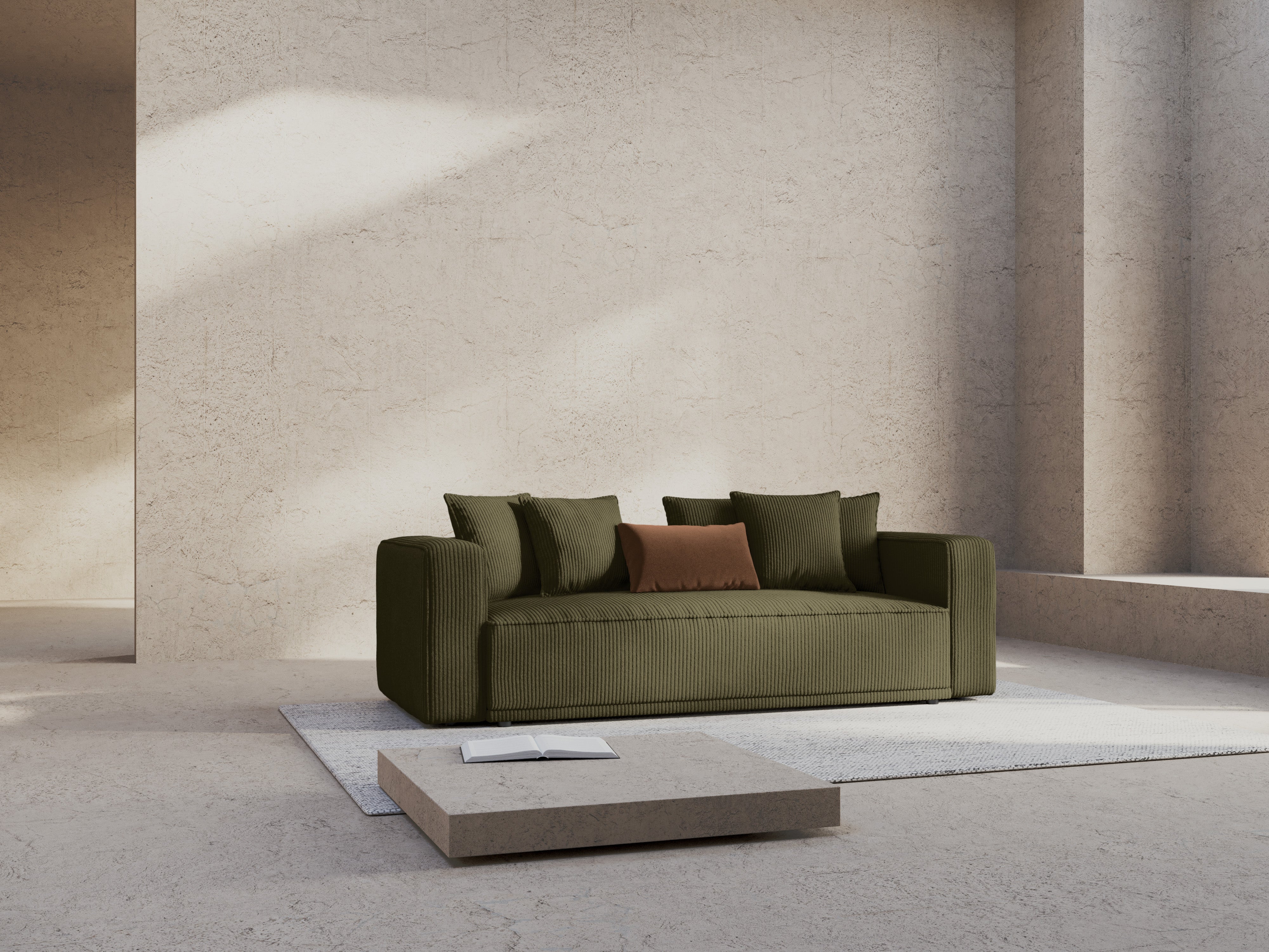 RIBES Sofa with Sleeping Function Green Corduroy