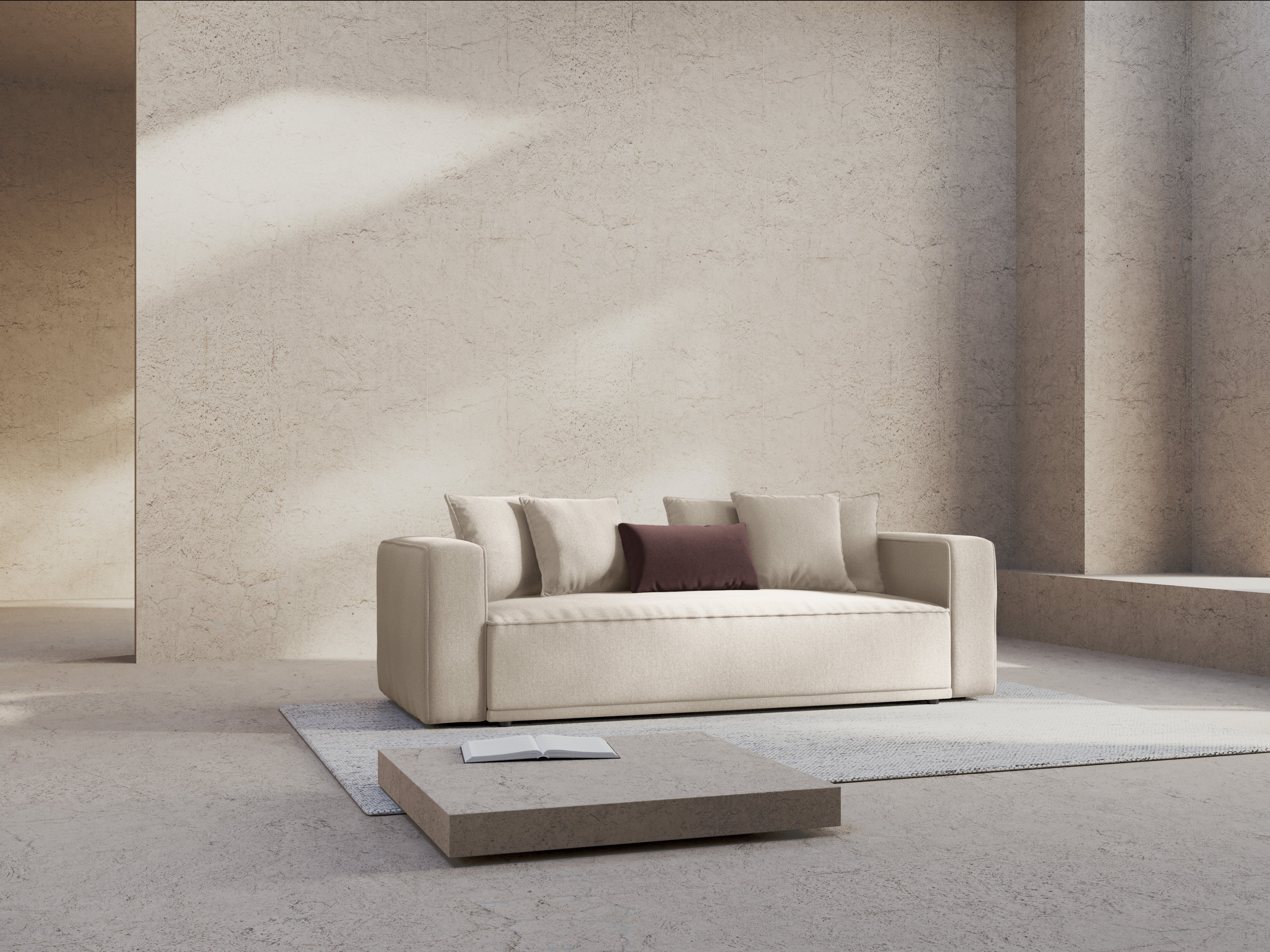 Pohovka s funkcí spaní RIBES béžový šenil