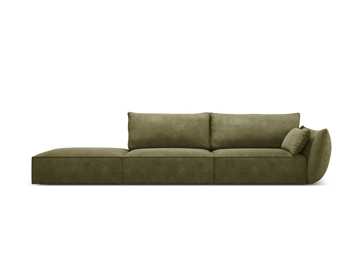 Sofa v žakárové tkanině levostranná otevřená VANDA zelená