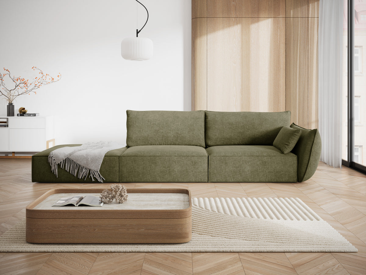 Sofa v žakárové tkanině levostranná otevřená VANDA zelená