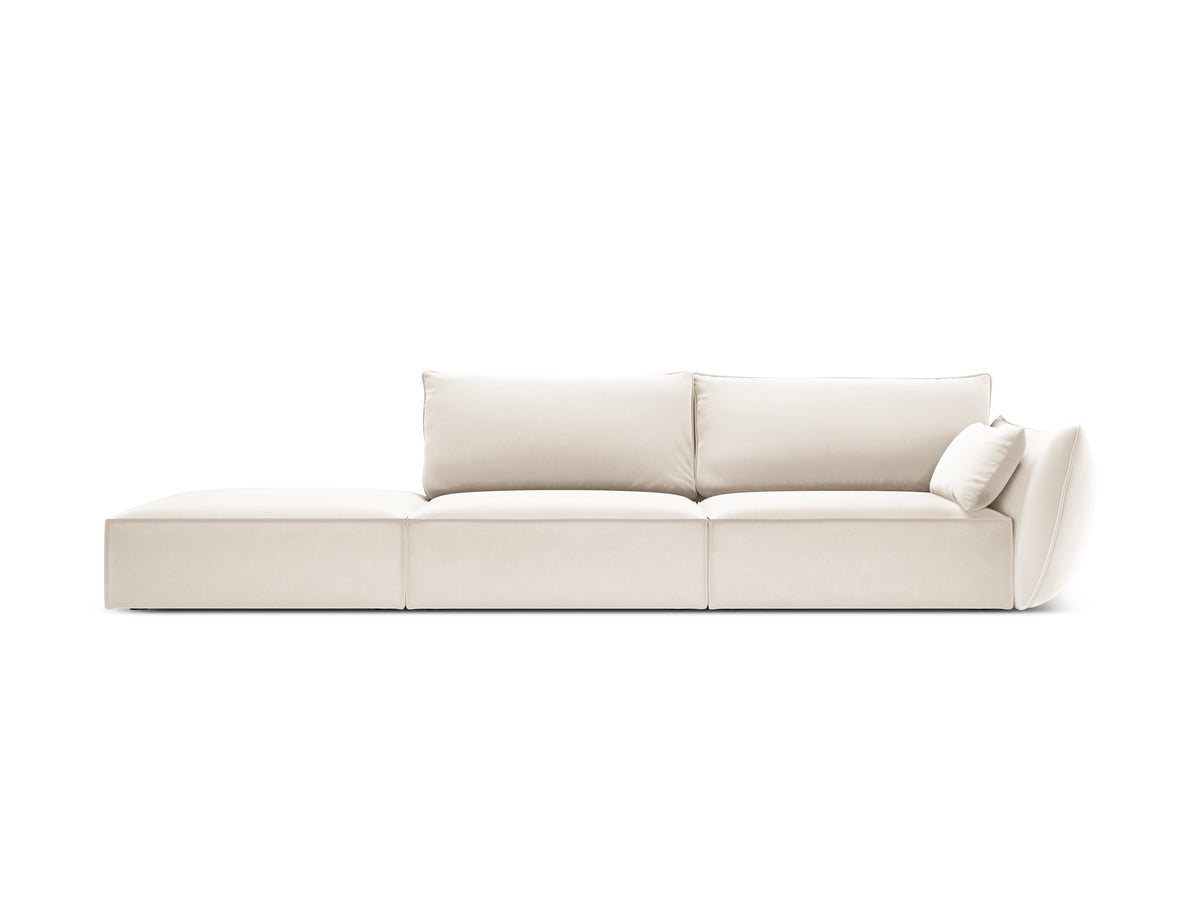 Sofa sametová levostranná otevřená VANDA béžová