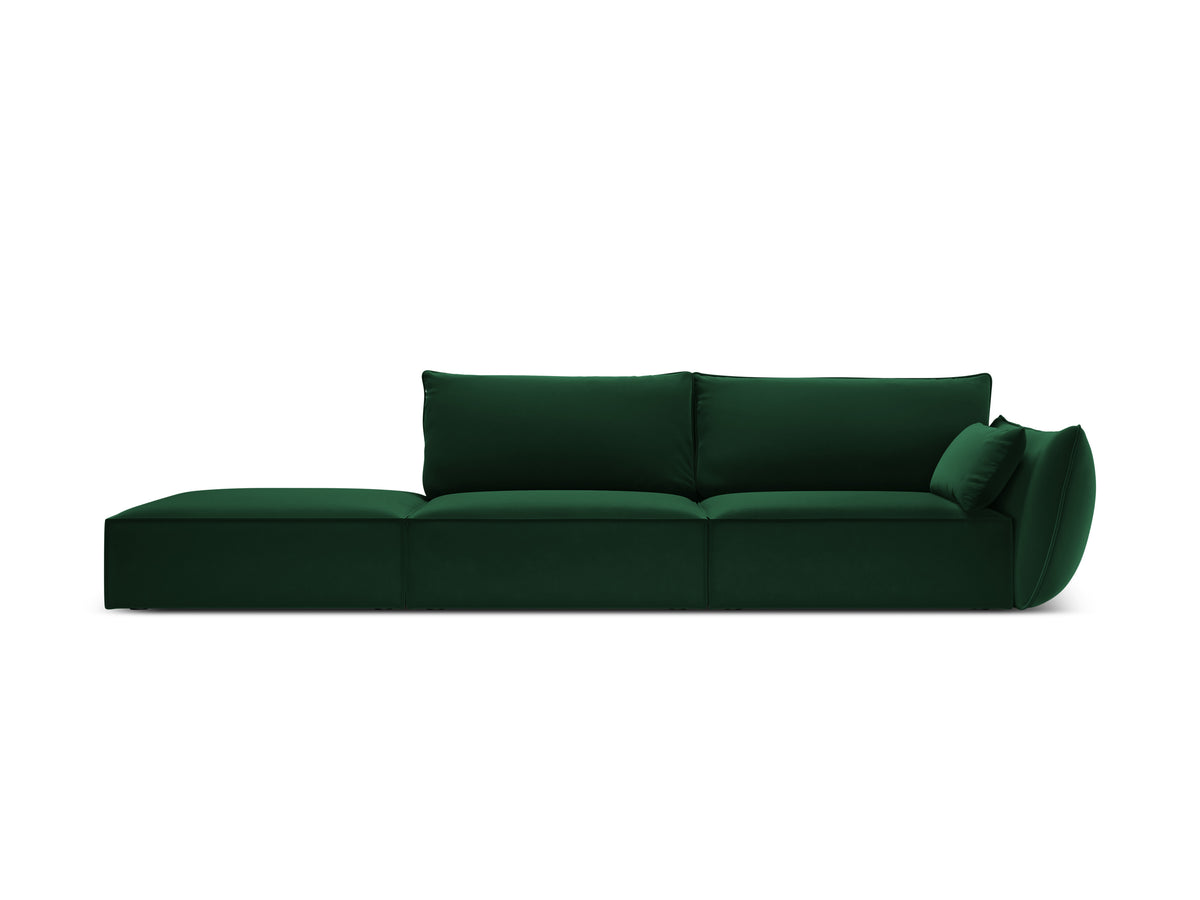 Sofa sametová levostranná otevřená VANDA lahvově zelená