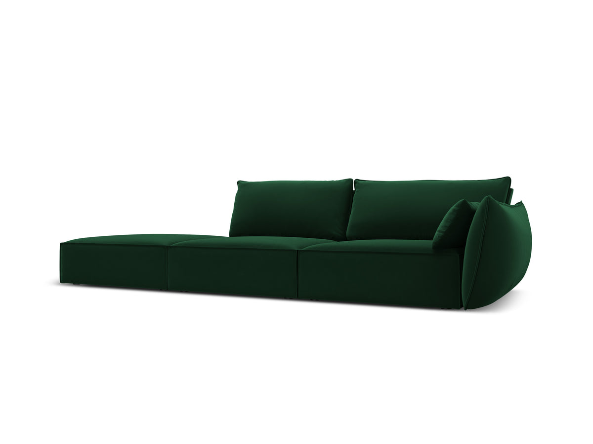 Sofa sametová levostranná otevřená VANDA lahvově zelená