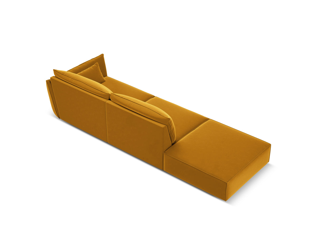 Sofa sametová levostranná otevřená VANDA hořčicová