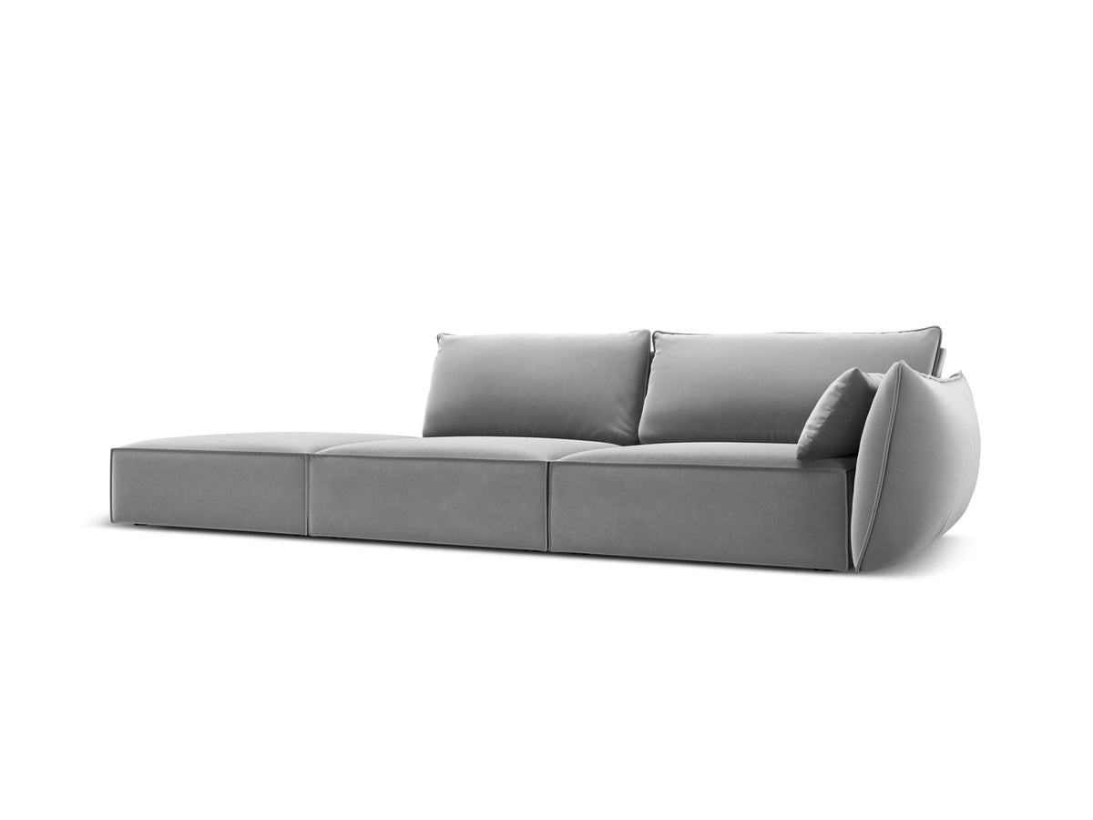 Sofa sametová levostranná otevřená VANDA šedá