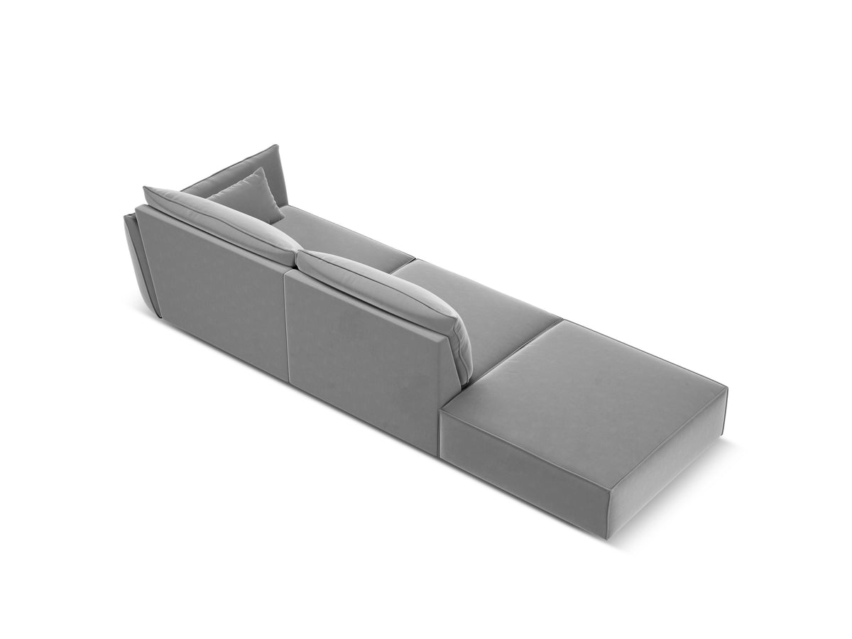 Sofa sametová levostranná otevřená VANDA šedá
