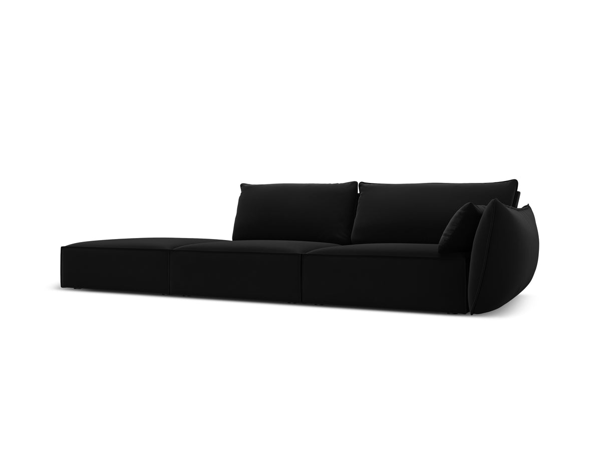 Sofa sametová levostranná otevřená VANDA černá