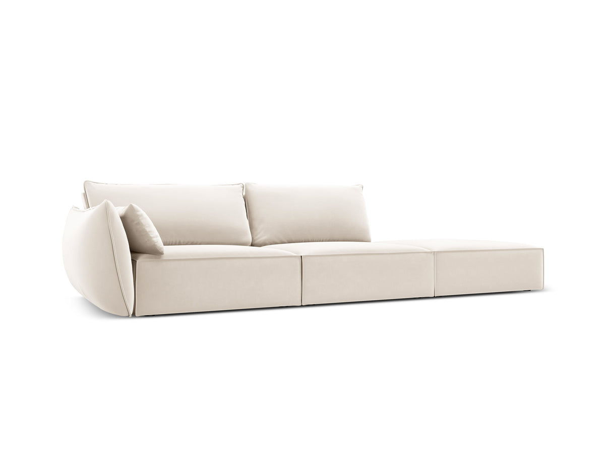 Sofa sametová pravostranná otevřená VANDA béžová
