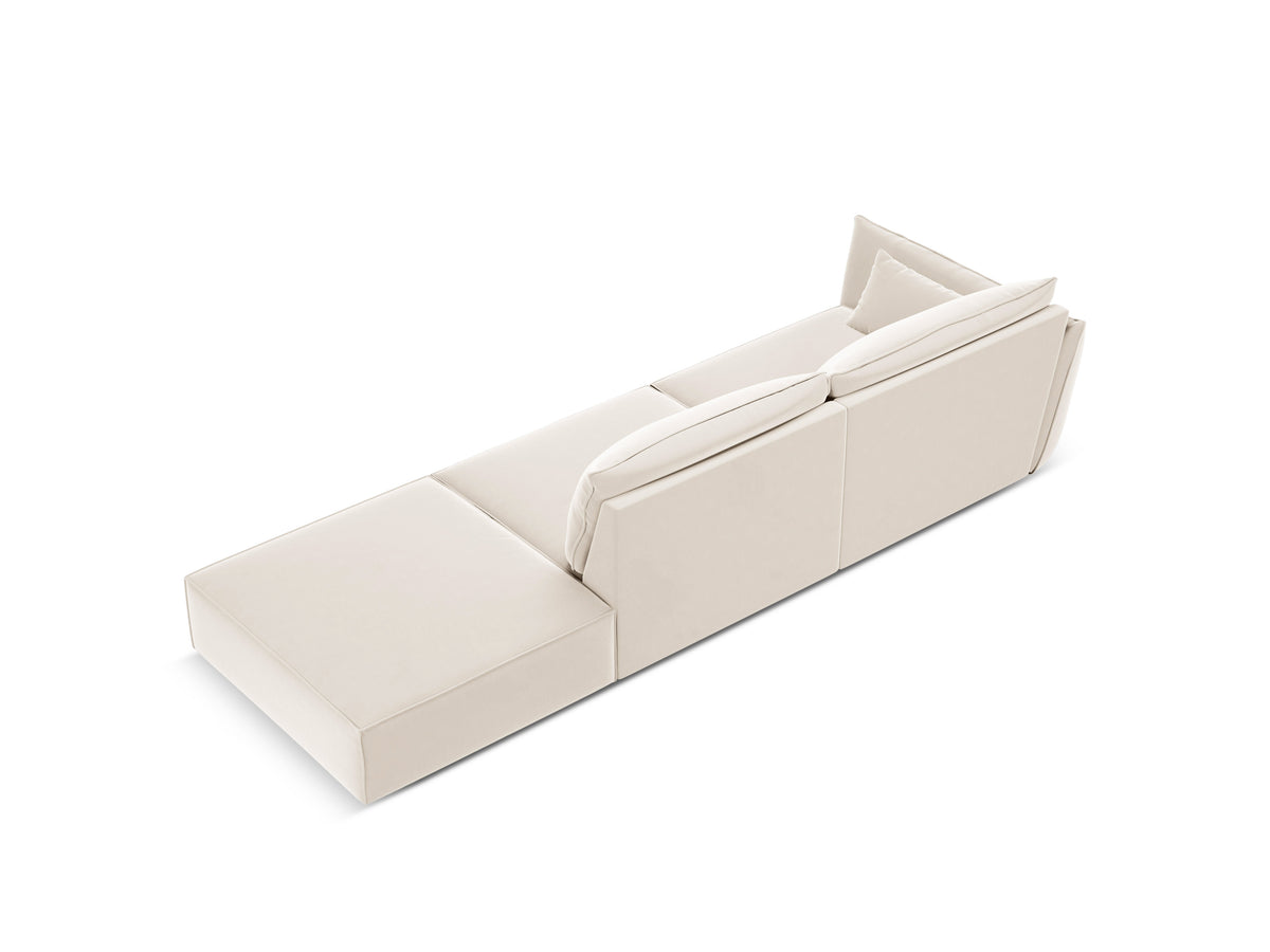 Sofa sametová pravostranná otevřená VANDA béžová