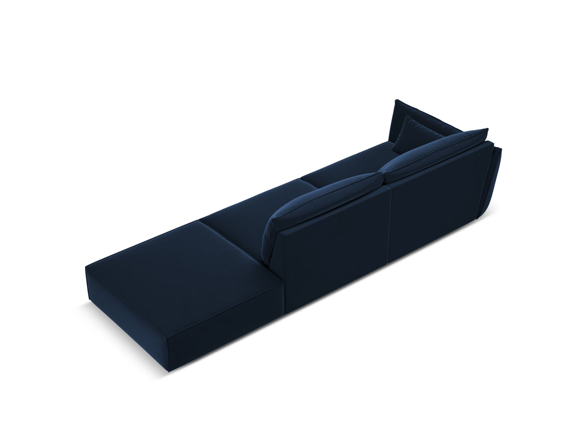 Sofa sametová pravostranná otevřená VANDA granátová