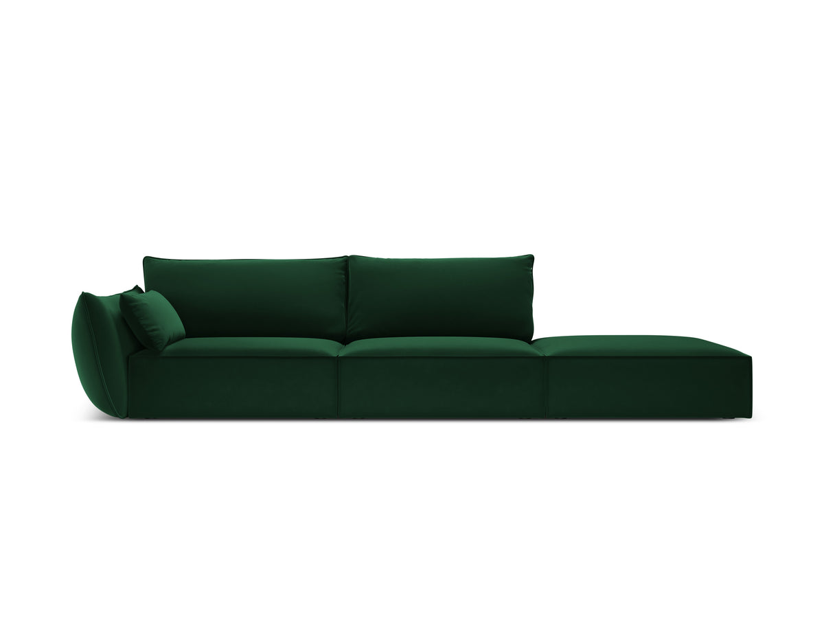 Sofa sametová pravostranná otevřená VANDA lahvově zelená
