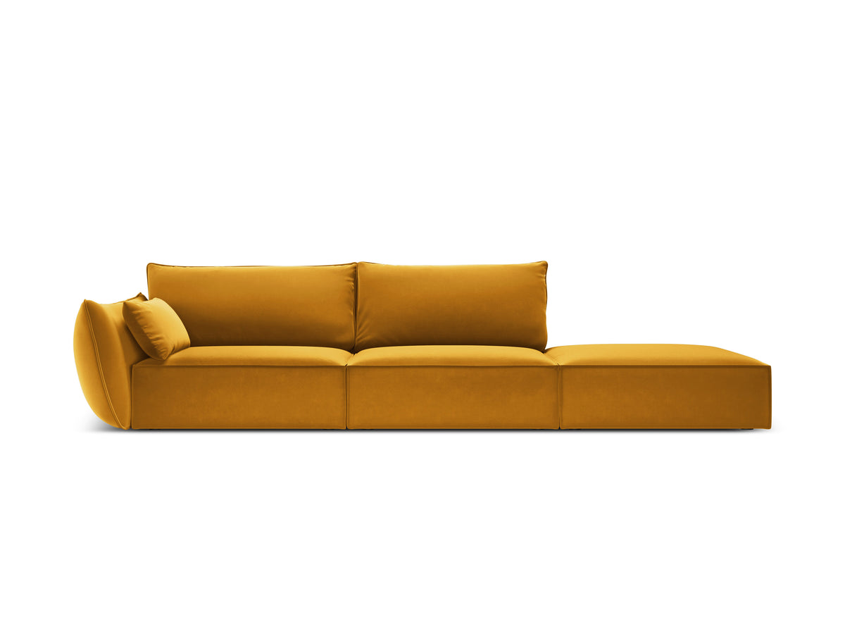 Sofa sametová pravostranná otevřená VANDA hořčicová