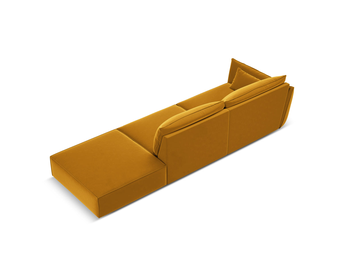 Sofa sametová pravostranná otevřená VANDA hořčicová
