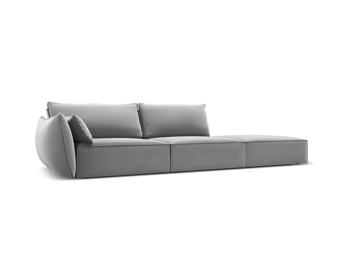 Sofa sametová pravostranná otevřená VANDA šedá