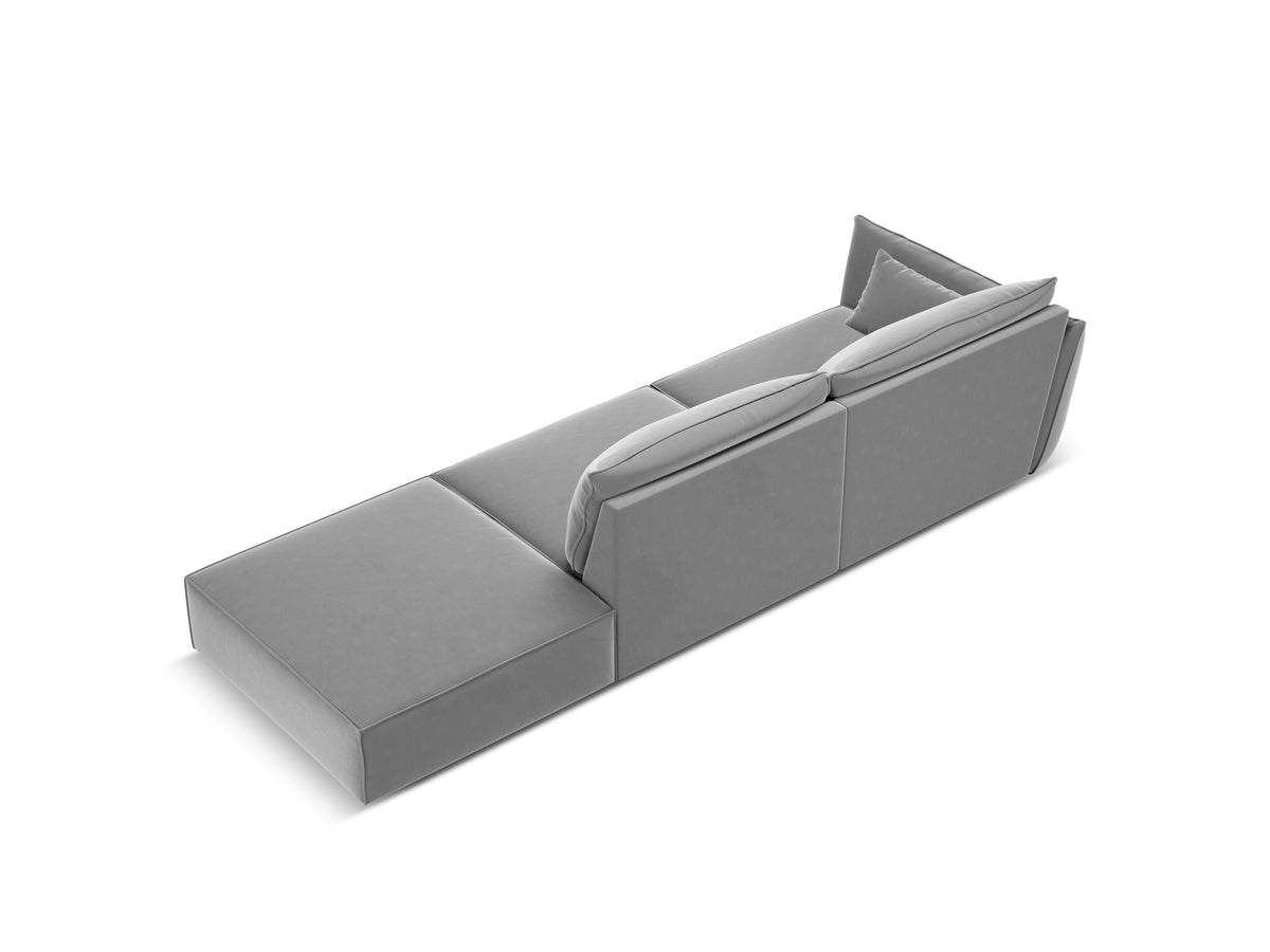 Sofa sametová pravostranná otevřená VANDA šedá