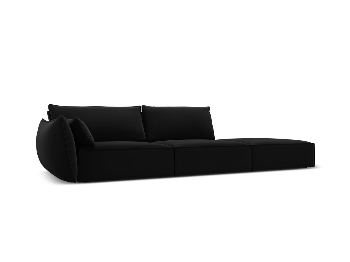 Sofa sametová pravostranná otevřená VANDA černá
