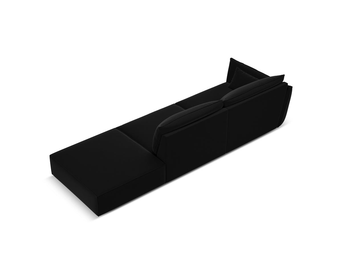 Sofa sametová pravostranná otevřená VANDA černá