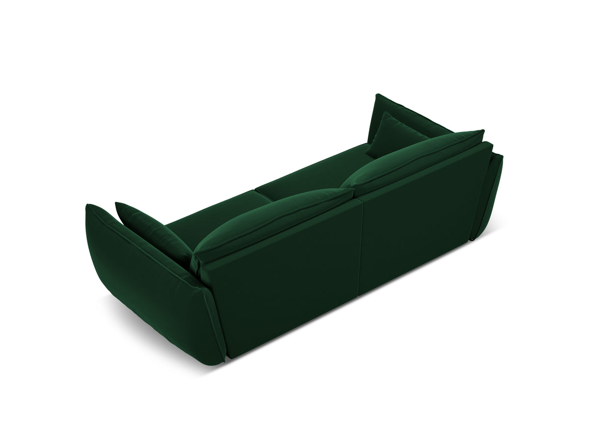 Sofa sametová 3-osobová VANDA lahvově zelená
