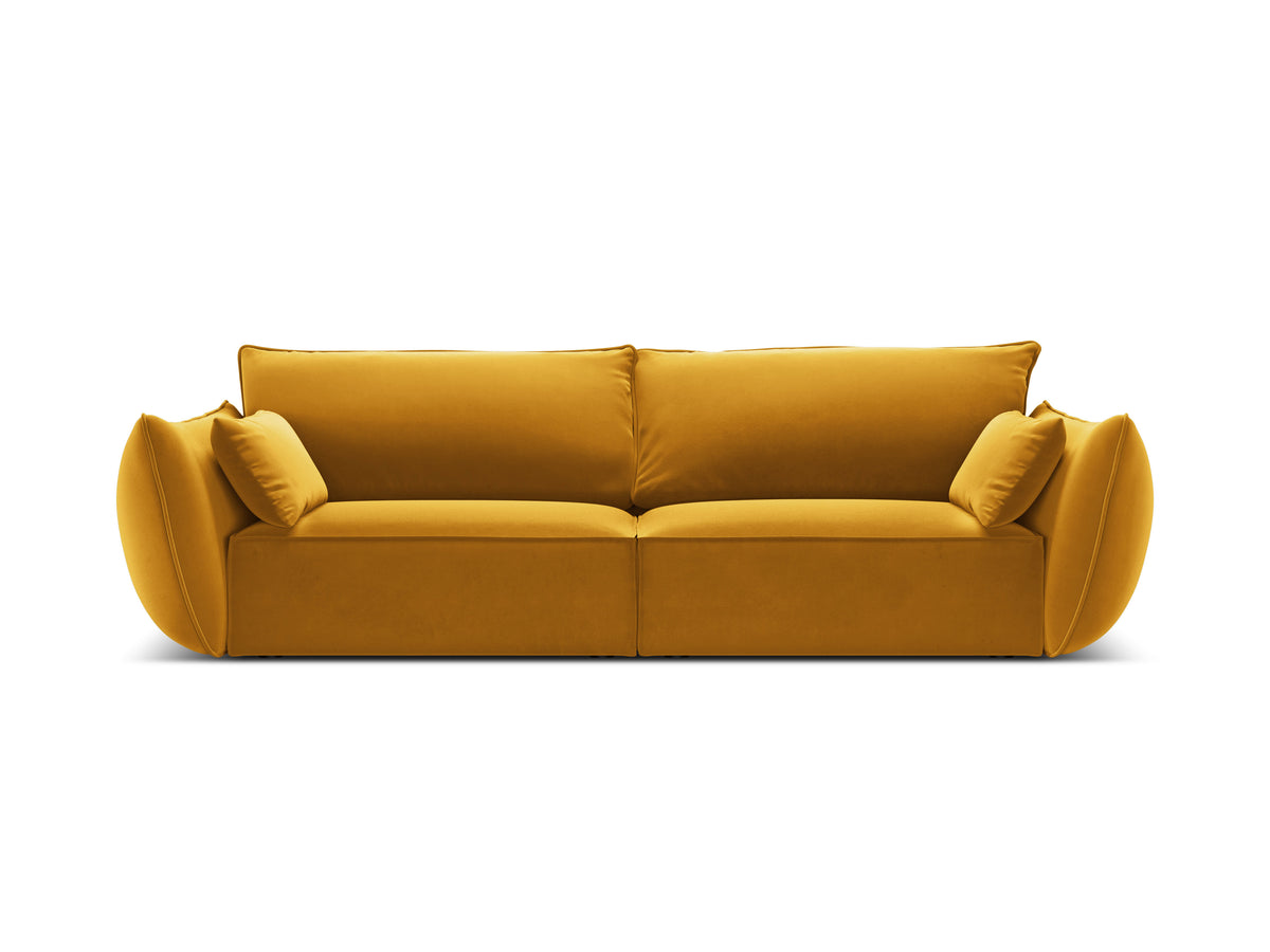 Sofa sametová 3-osobová VANDA hořčicová