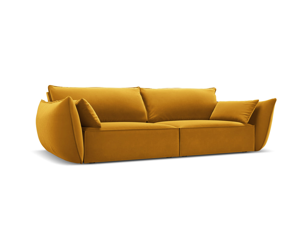 Sofa sametová 3-osobová VANDA hořčicová