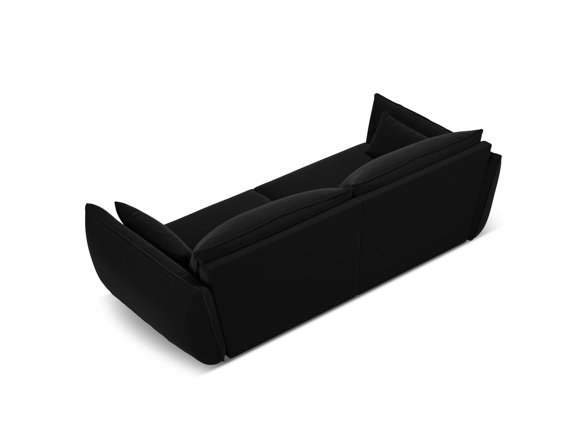 Sofa sametová 3-osobová VANDA černá