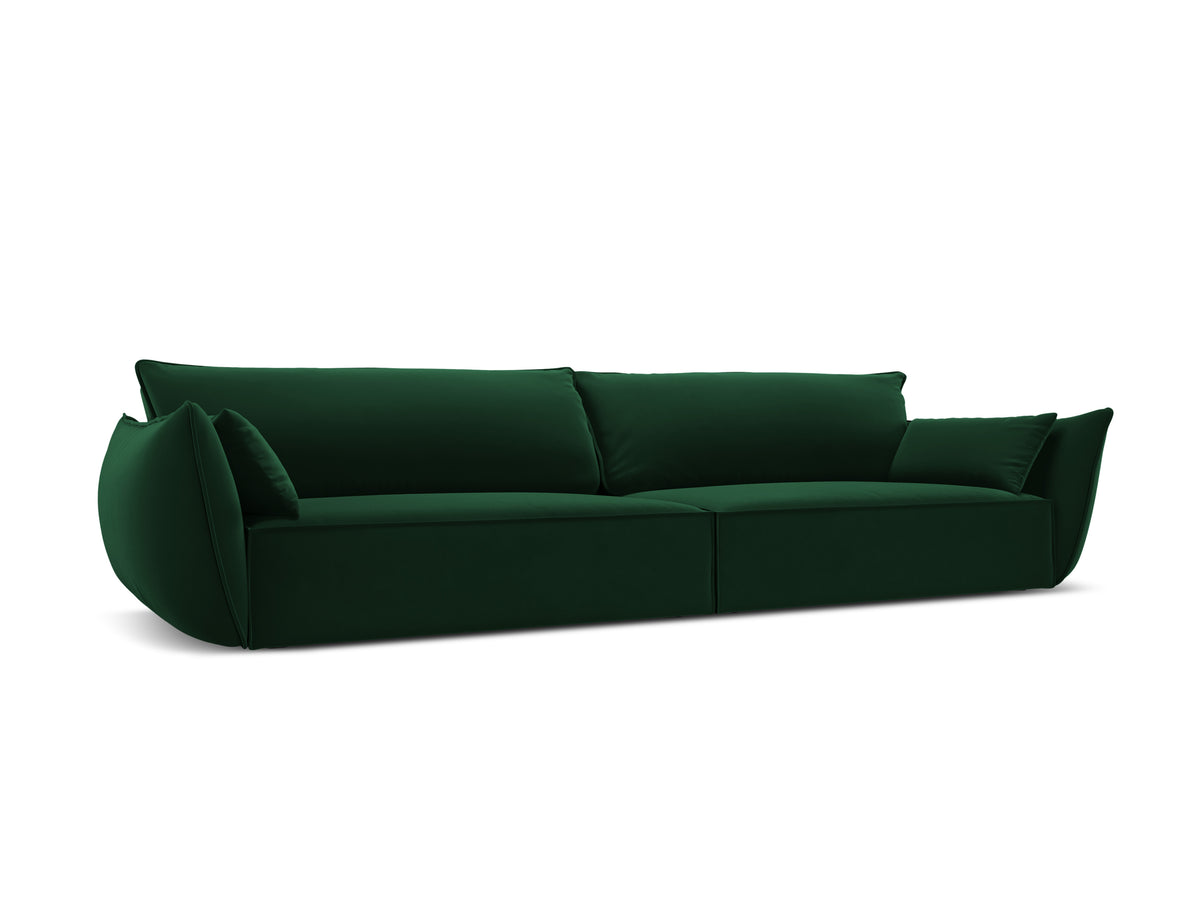 Sofa sametová 4-osobová VANDA lahvově zelená