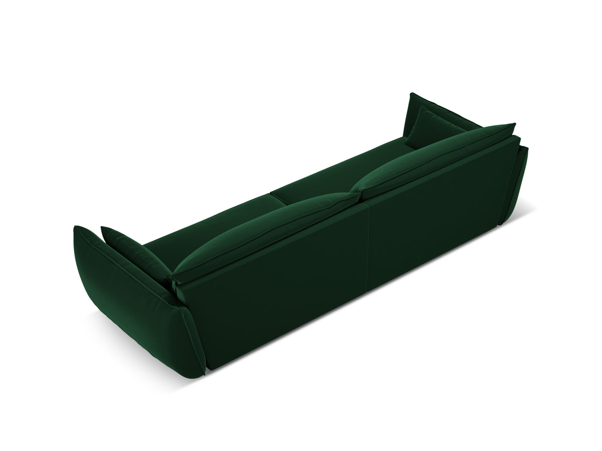 Sofa sametová 4-osobová VANDA lahvově zelená
