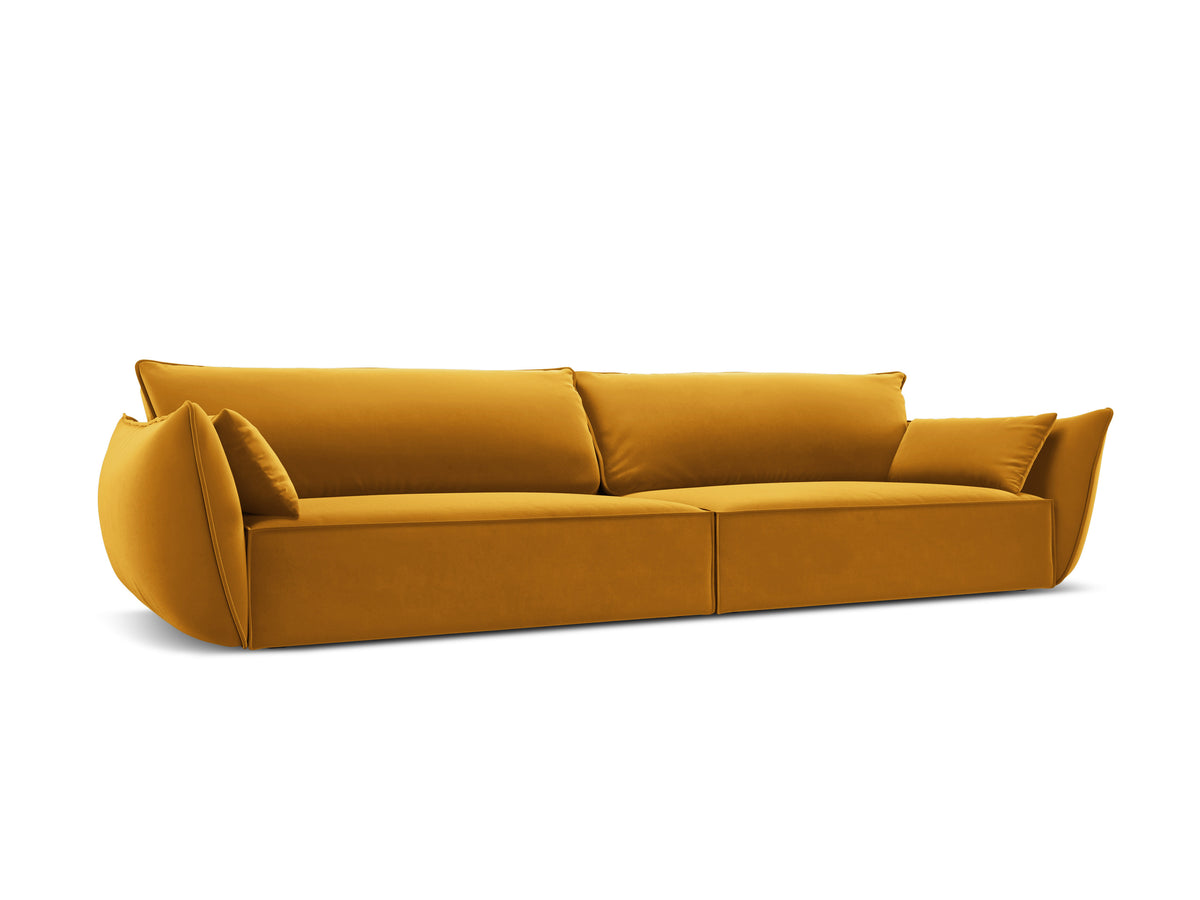 Sofa sametová 4-osobová VANDA hořčicová