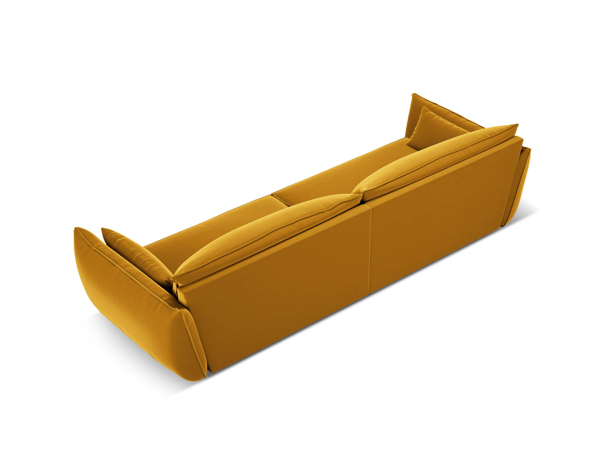 Sofa sametová 4-osobová VANDA hořčicová