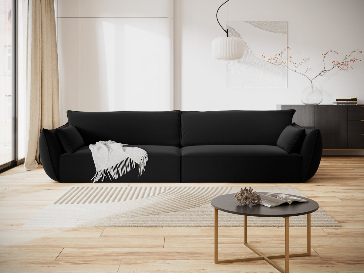 Sofa sametová 4-osobová VANDA černá