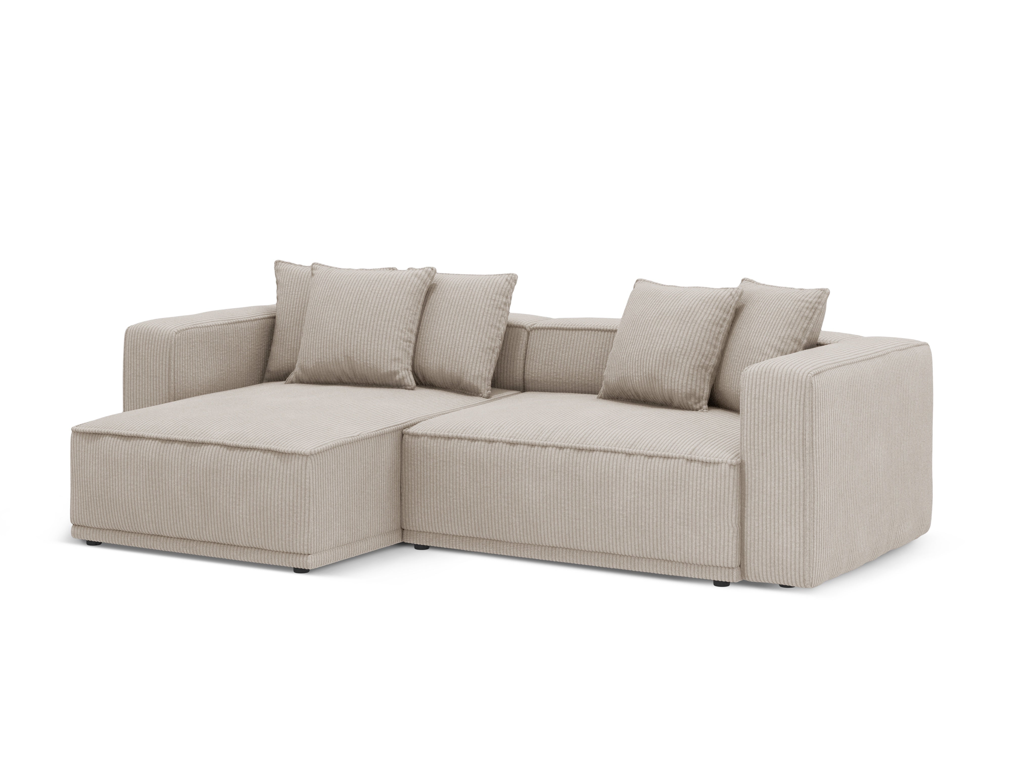 Left-sided corner sofa bed RIBES beige corduroy