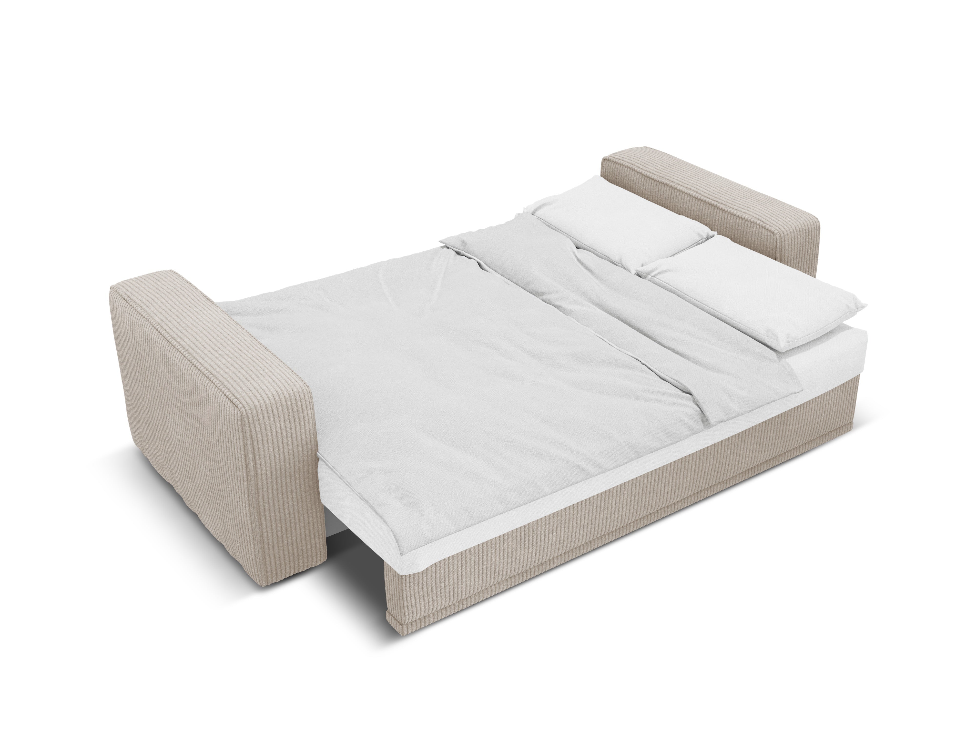 Left-sided corner sofa bed RIBES beige corduroy