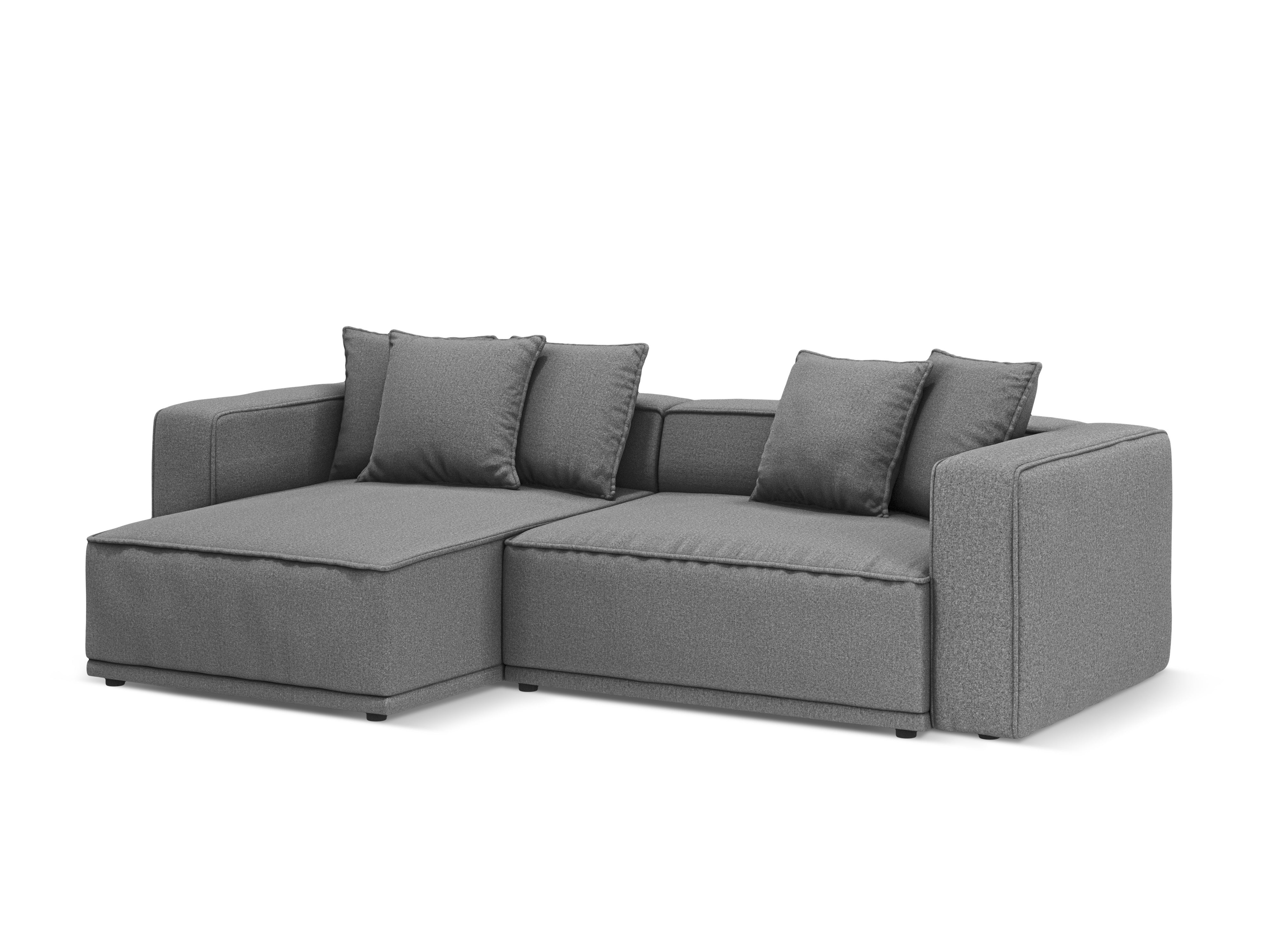 Šedý szenilový levostranný rohový gauč s funkcí spaní RIBES