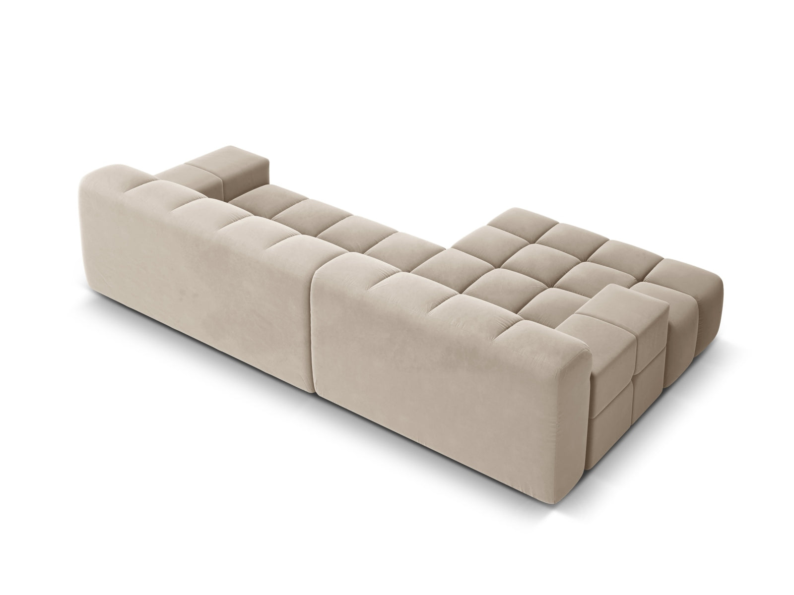 Left-facing 3-seater velvet corner sofa AGAVE light beige