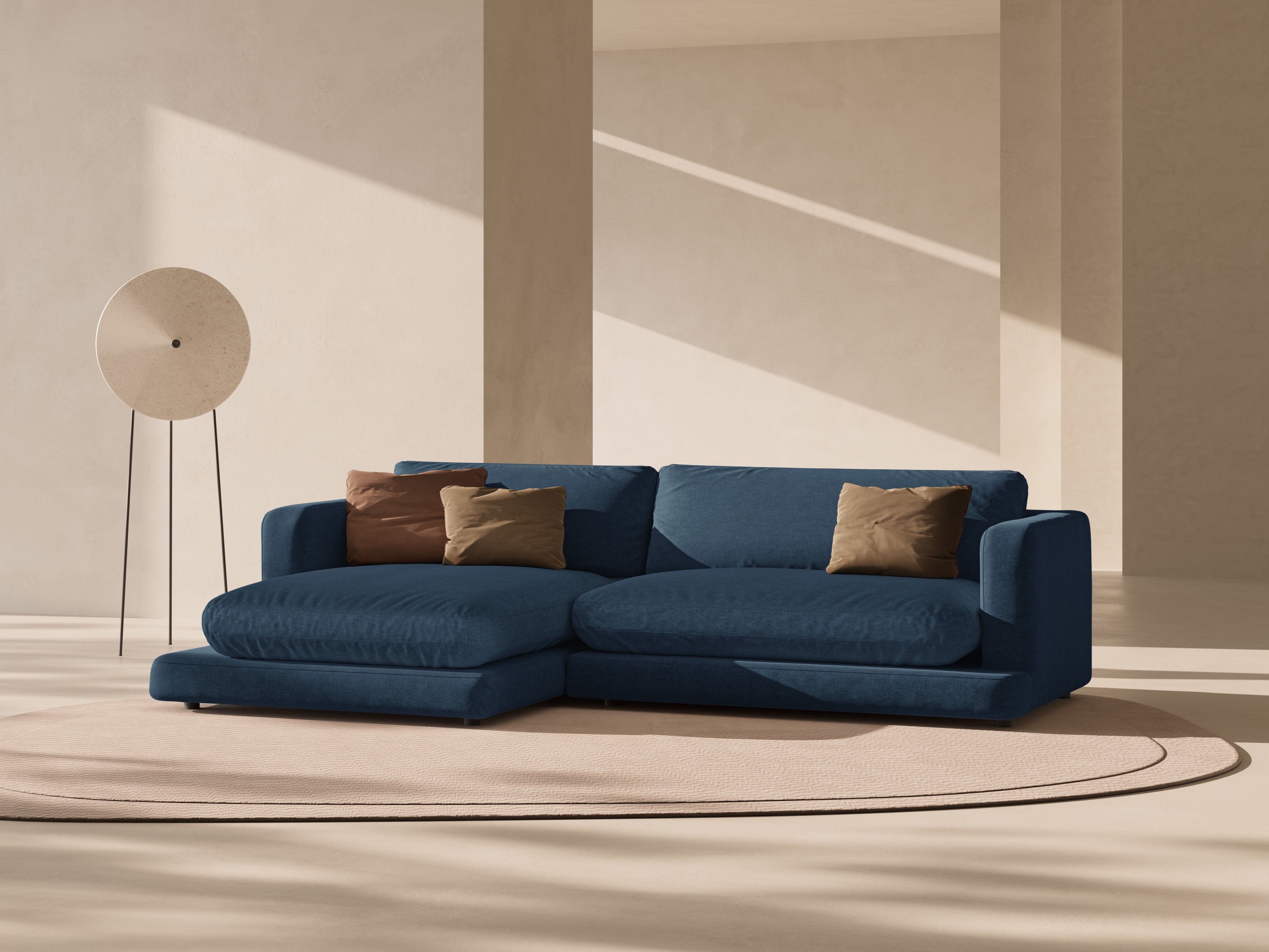 Left Corner Sofa DAPHNE Dark Blue Chenille