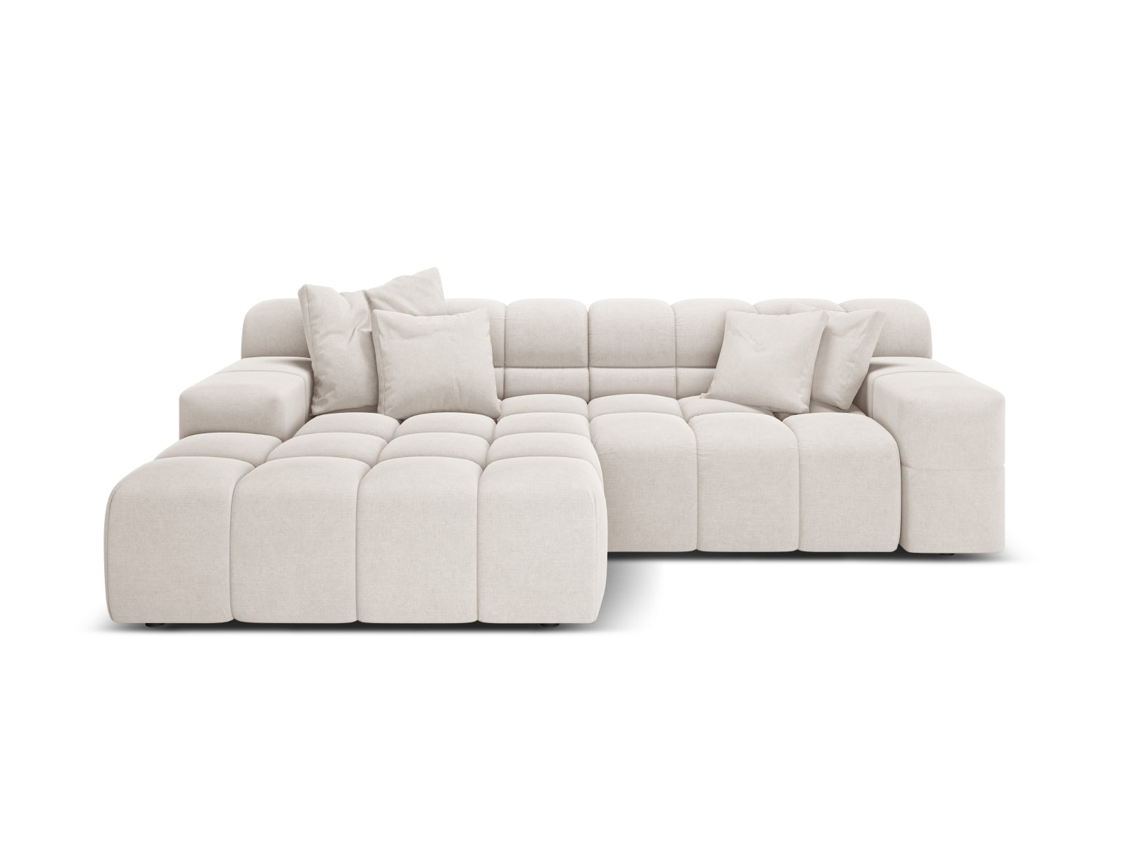 Left-facing 2-seater corner sofa AGAVE light beige chenille