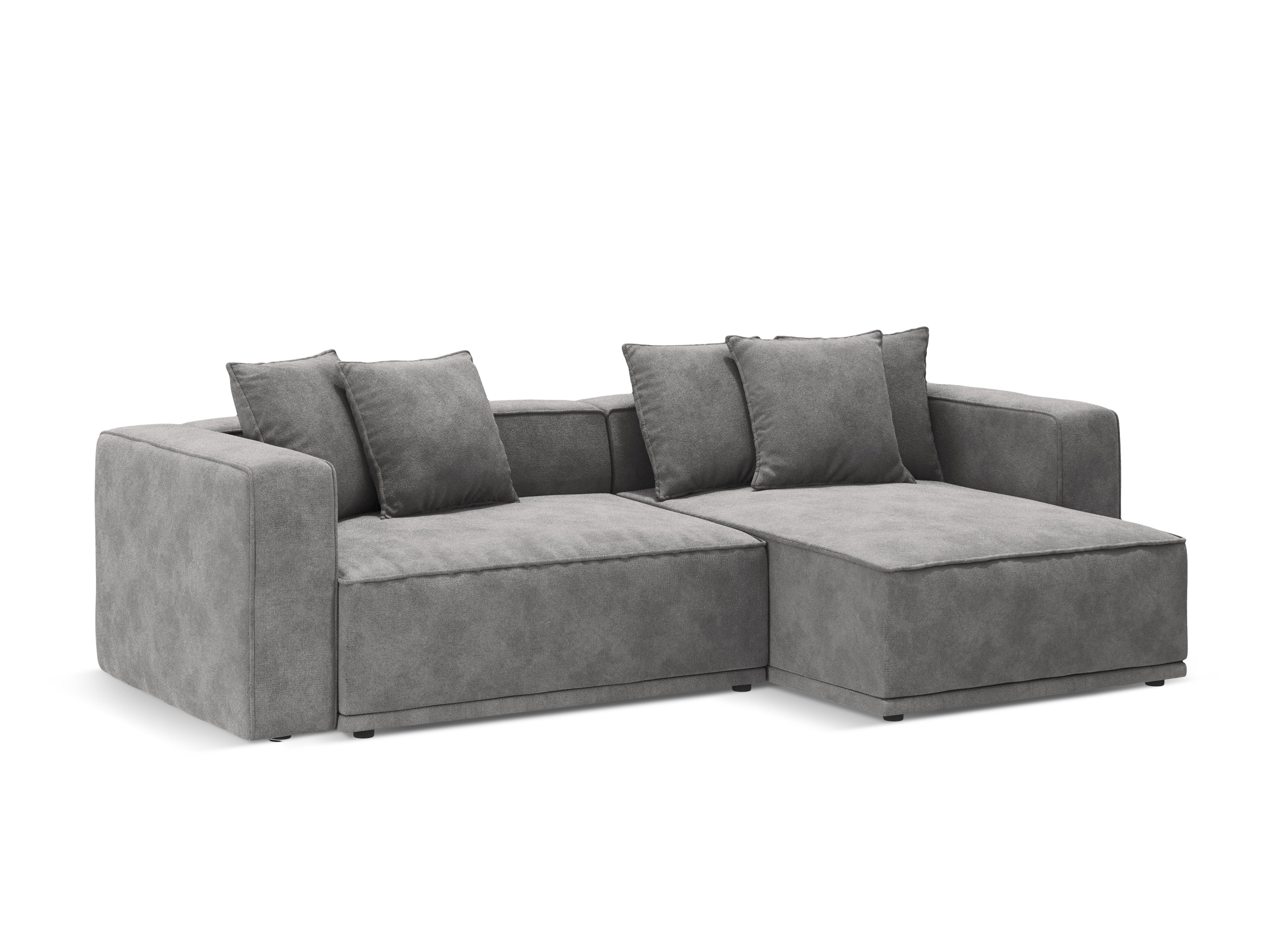 Right-facing velvet corner sofa bed RIBES gray
