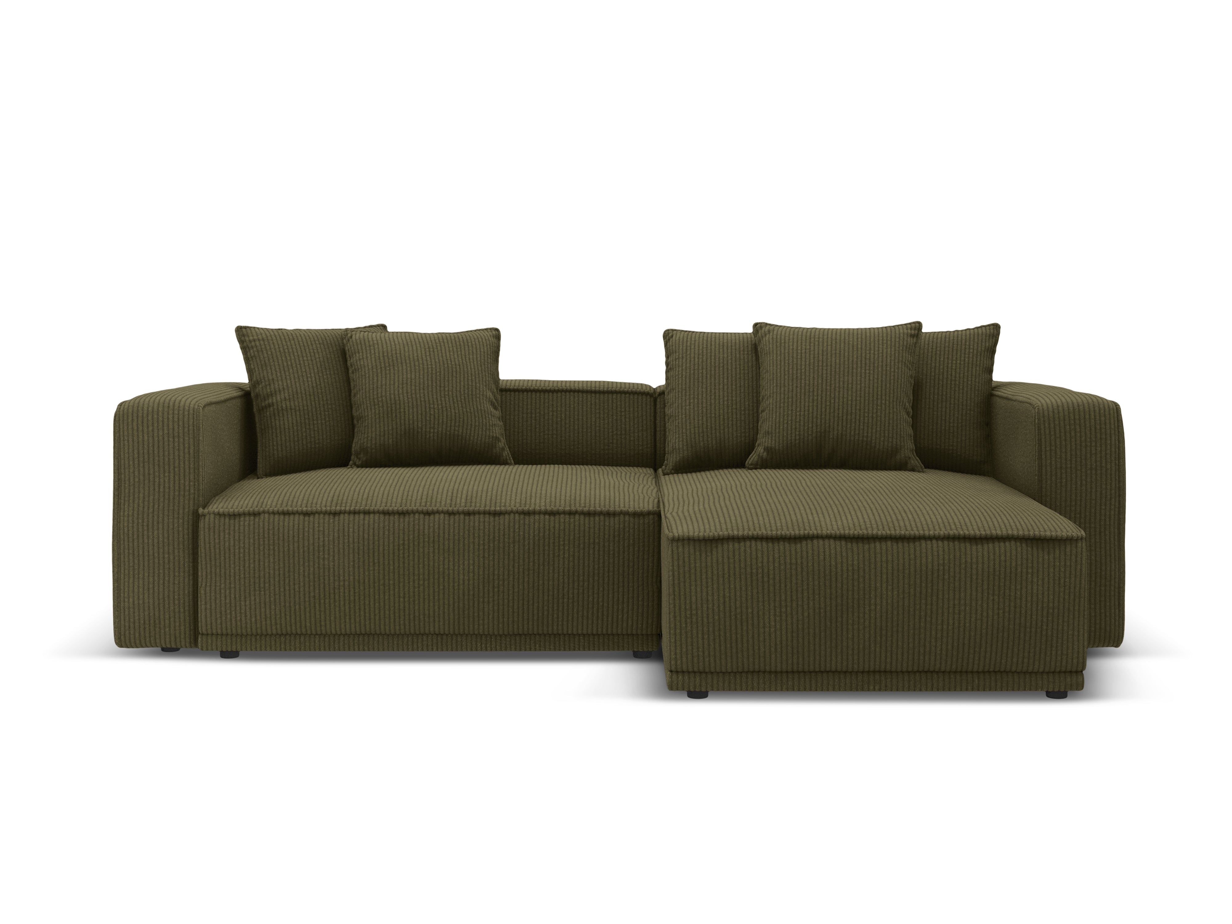 Right-sided corner sofa bed RIBES green corduroy
