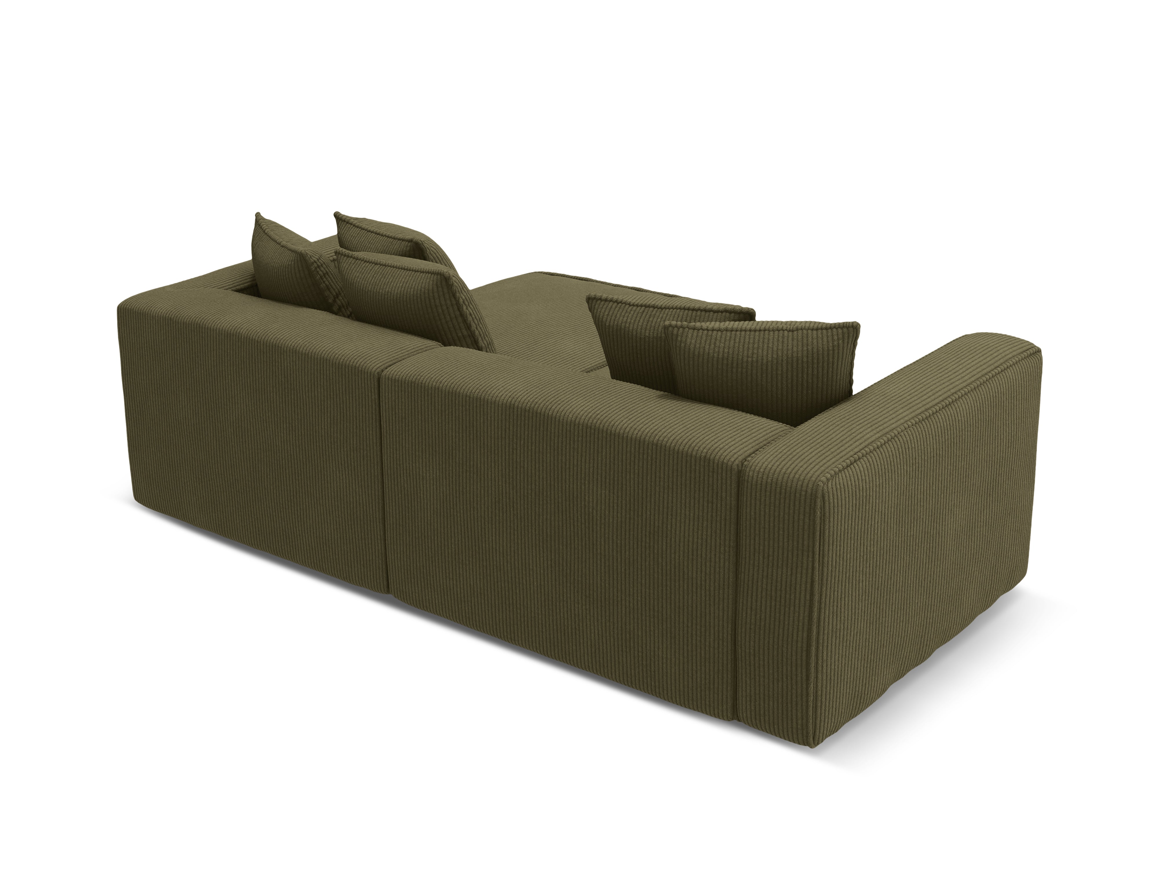 Right-sided corner sofa bed RIBES green corduroy
