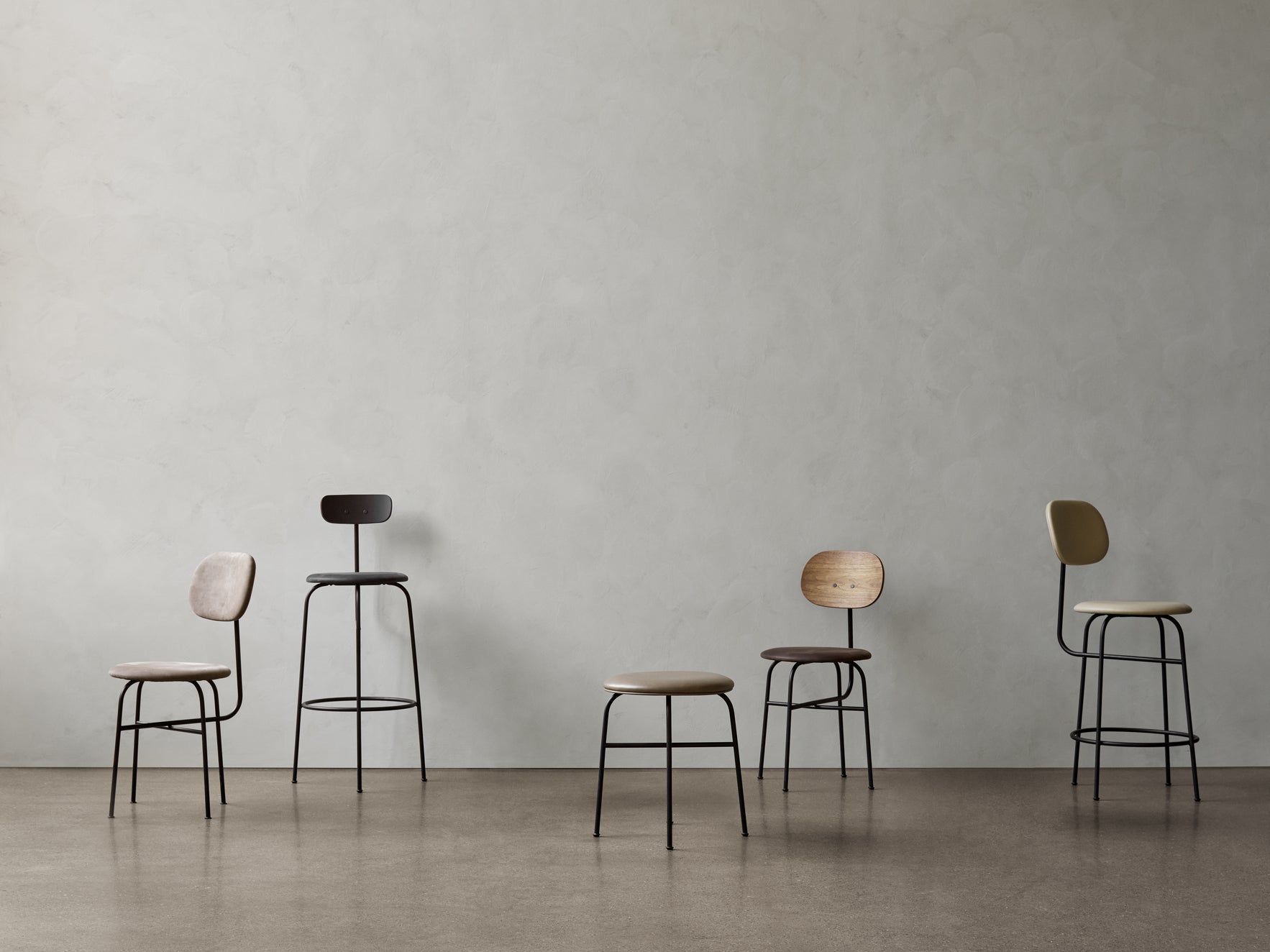 AFTEROOM stool black ash veneer with steel base