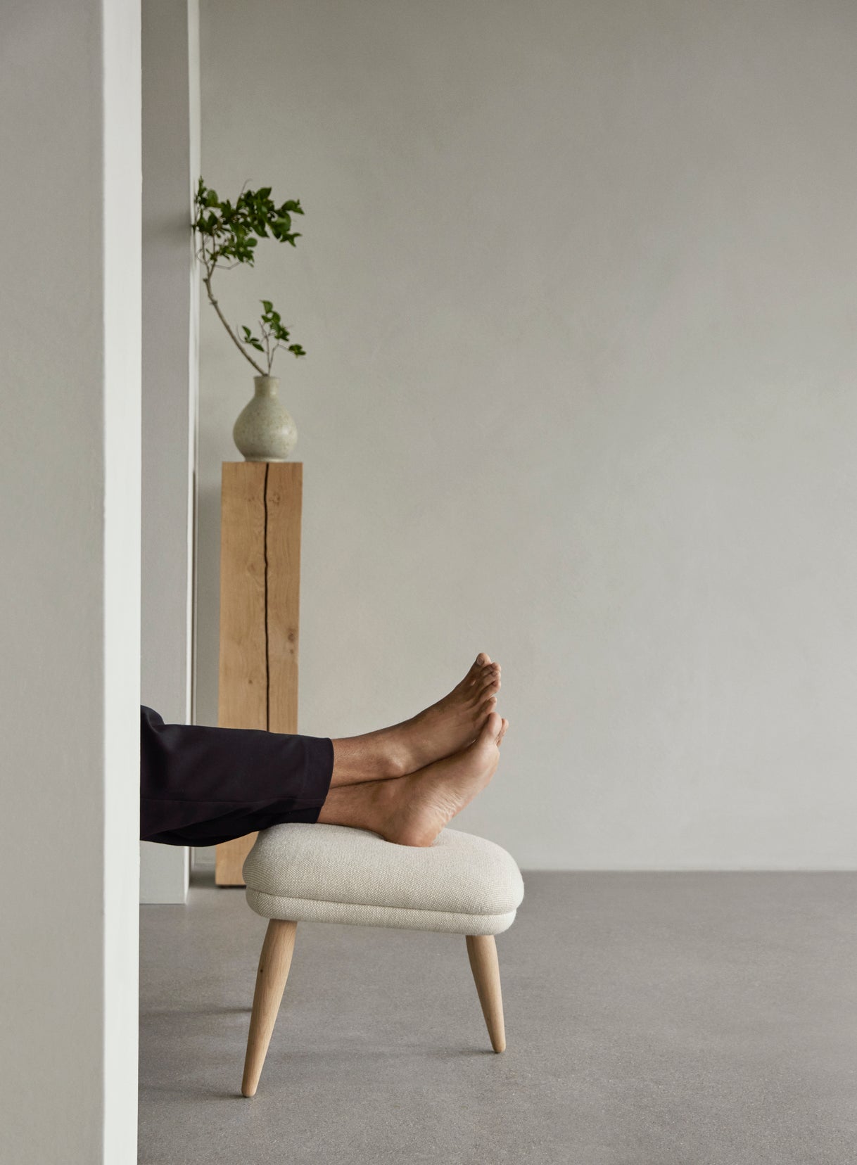 ODA Red Footrest with Walnut Base