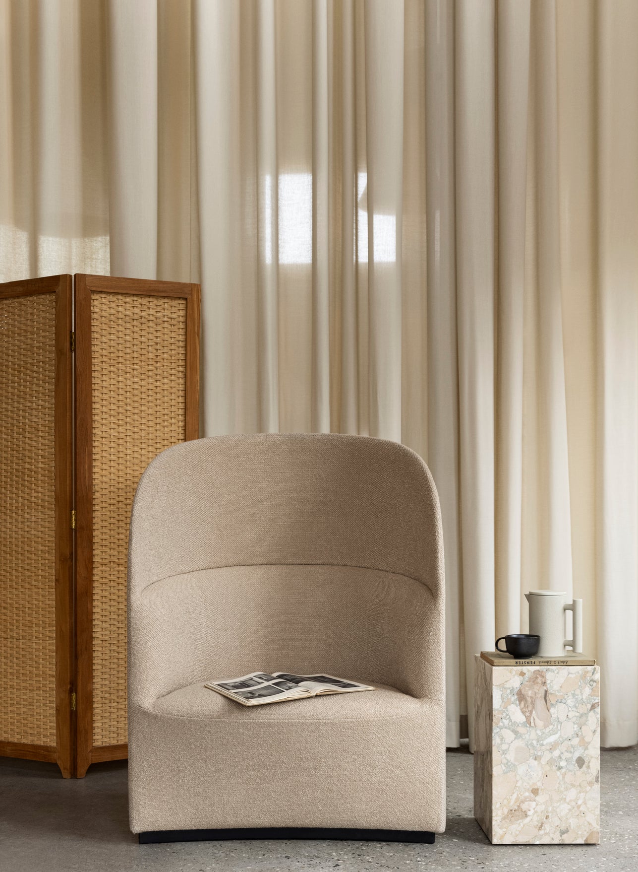 TEAROOM mustard high-back armchair