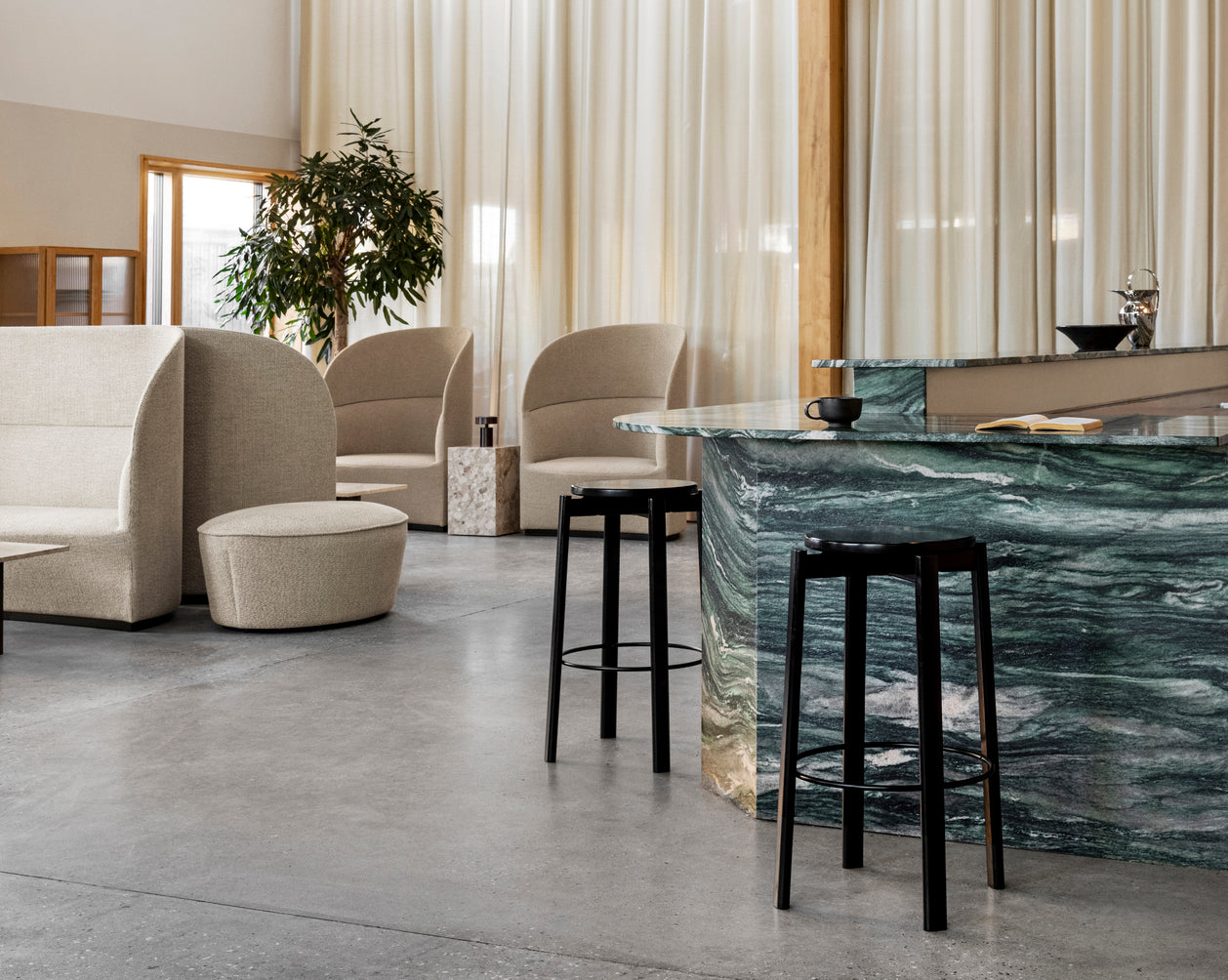 TEAROOM mustard high-back armchair