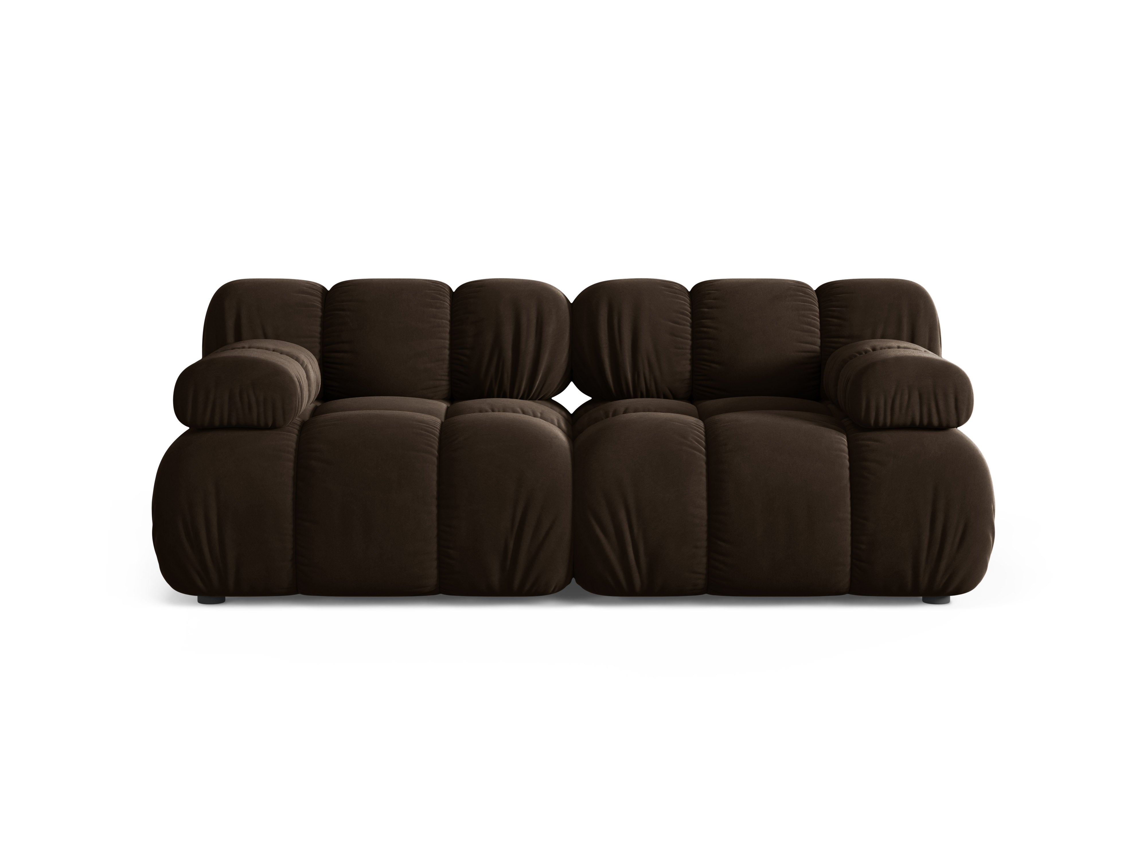 Sofa modulární sametová pro 2 osoby BELLIS v čokoládové barvě