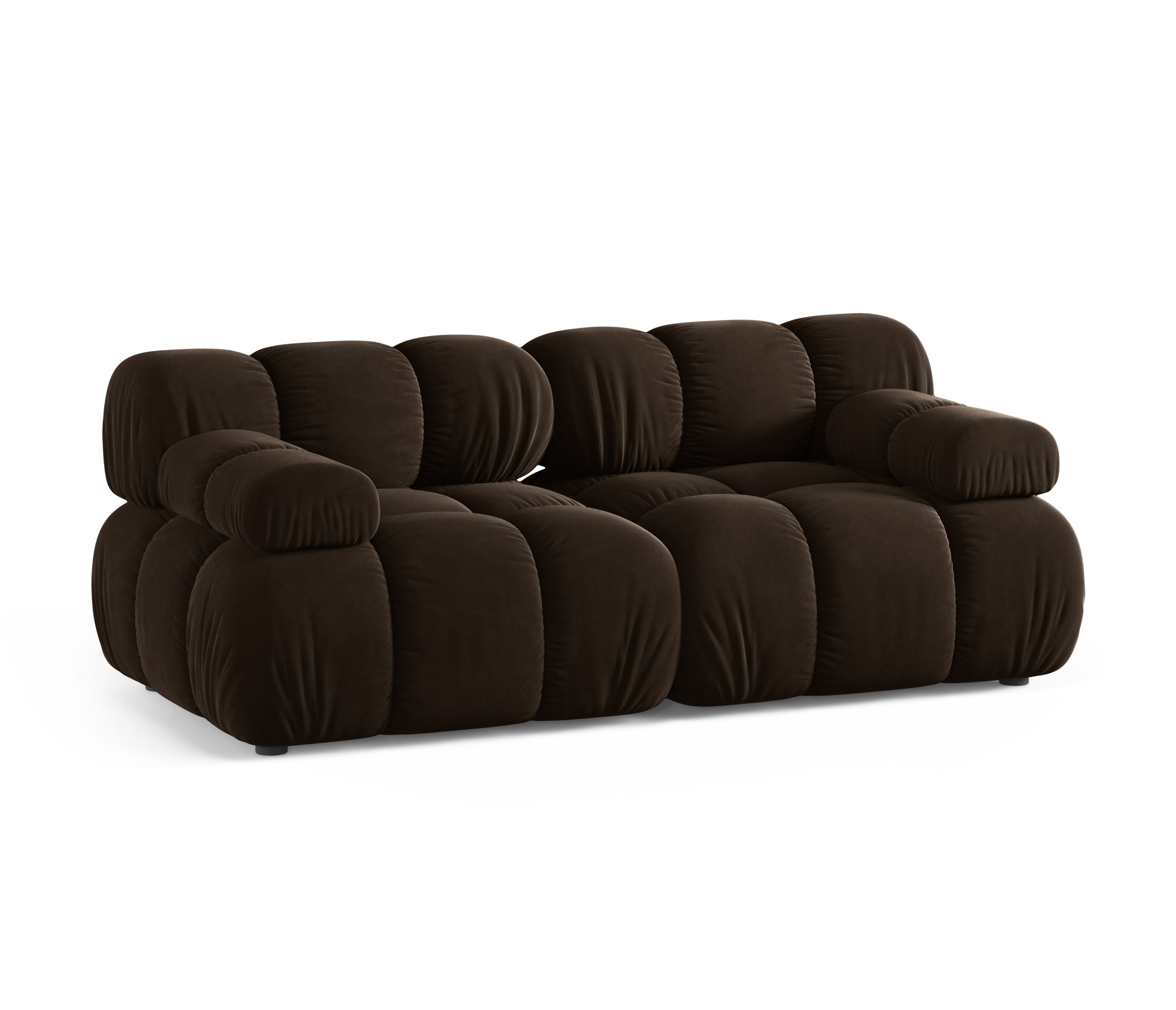 Sofa modulární sametová pro 2 osoby BELLIS v čokoládové barvě