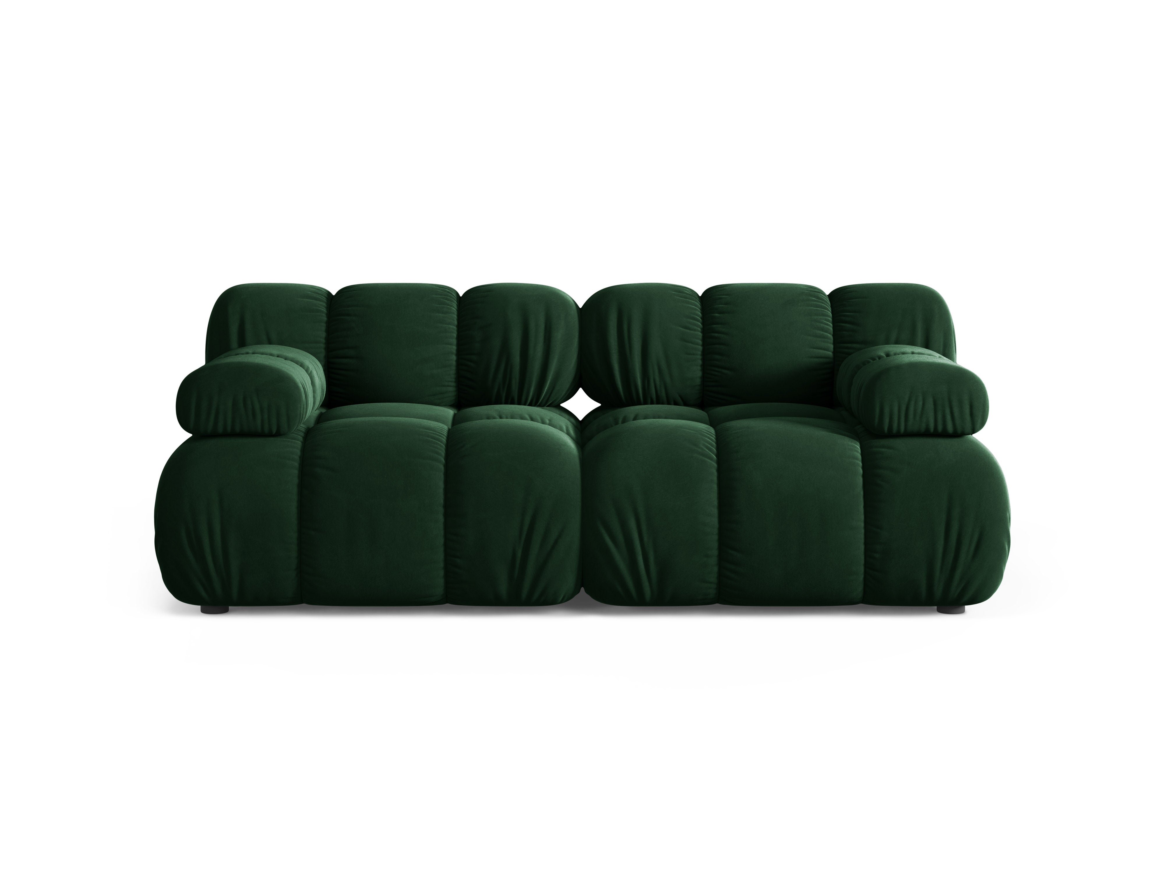 Sofa modulární sametová pro 2 osoby BELLIS v lahvově zelené barvě