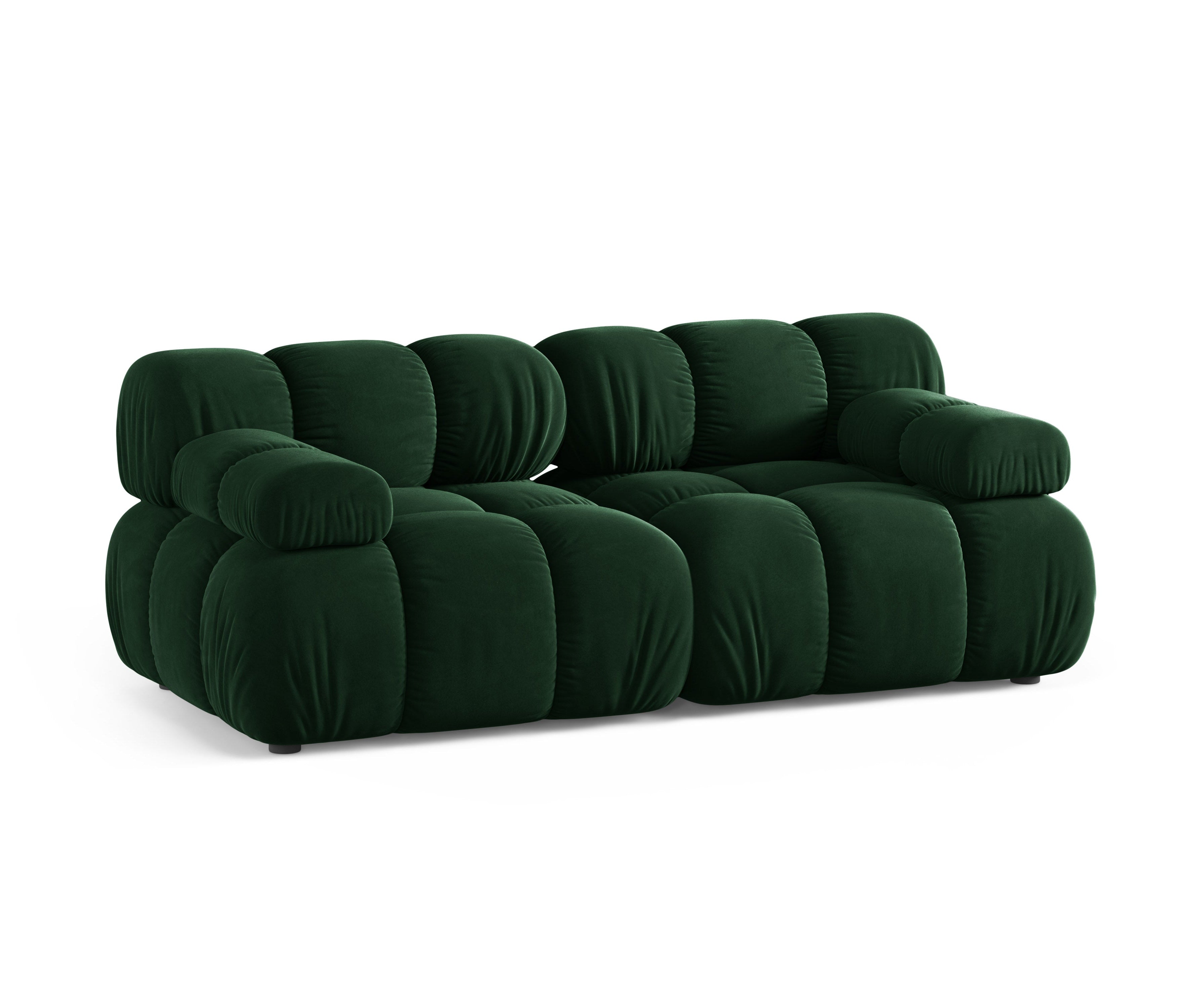 Sofa modulární sametová pro 2 osoby BELLIS v lahvově zelené barvě