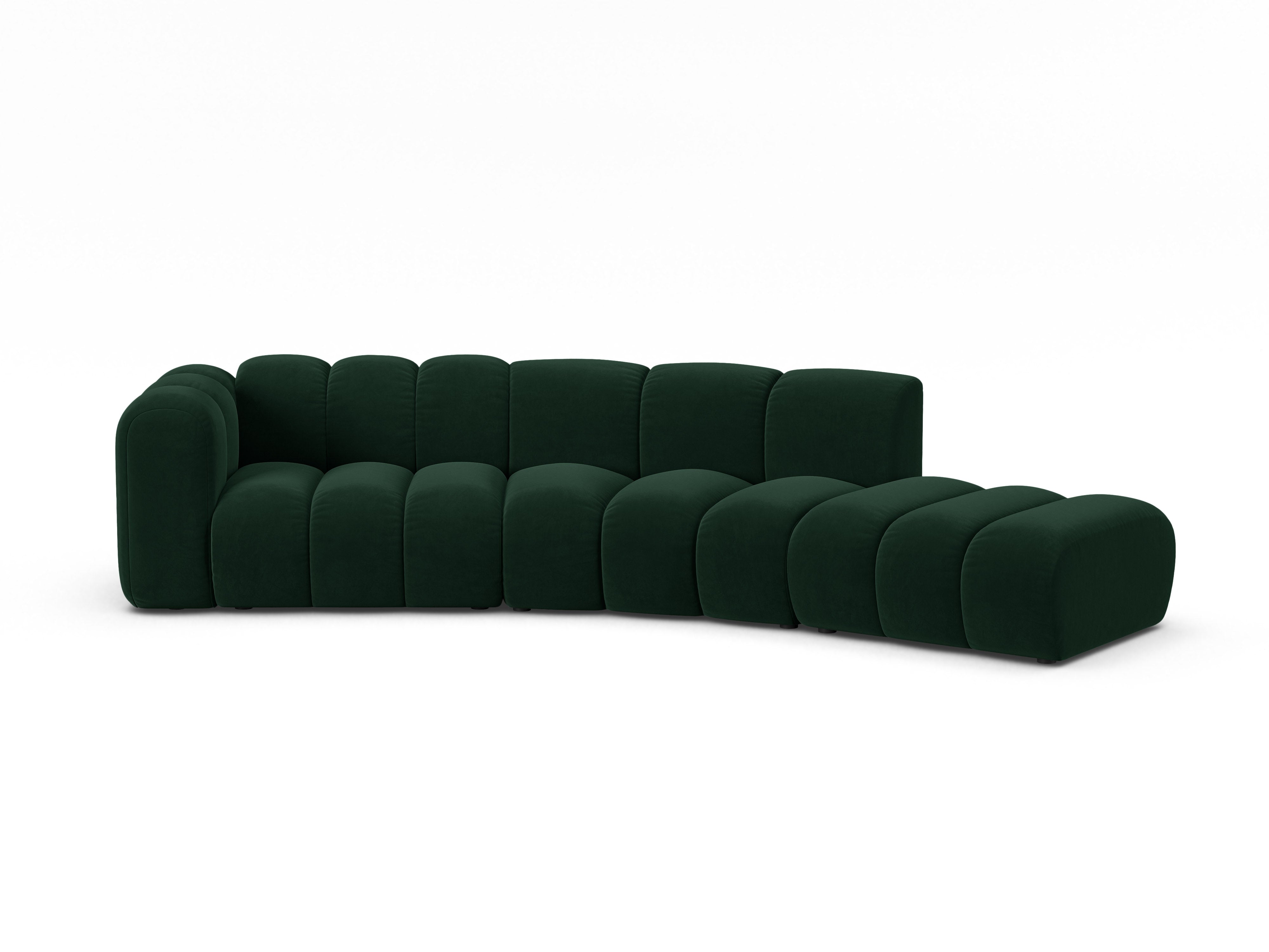 Sofa aksamitna 5-osobowa prawostronna LUPINE butelkowy zielony – Micadoni