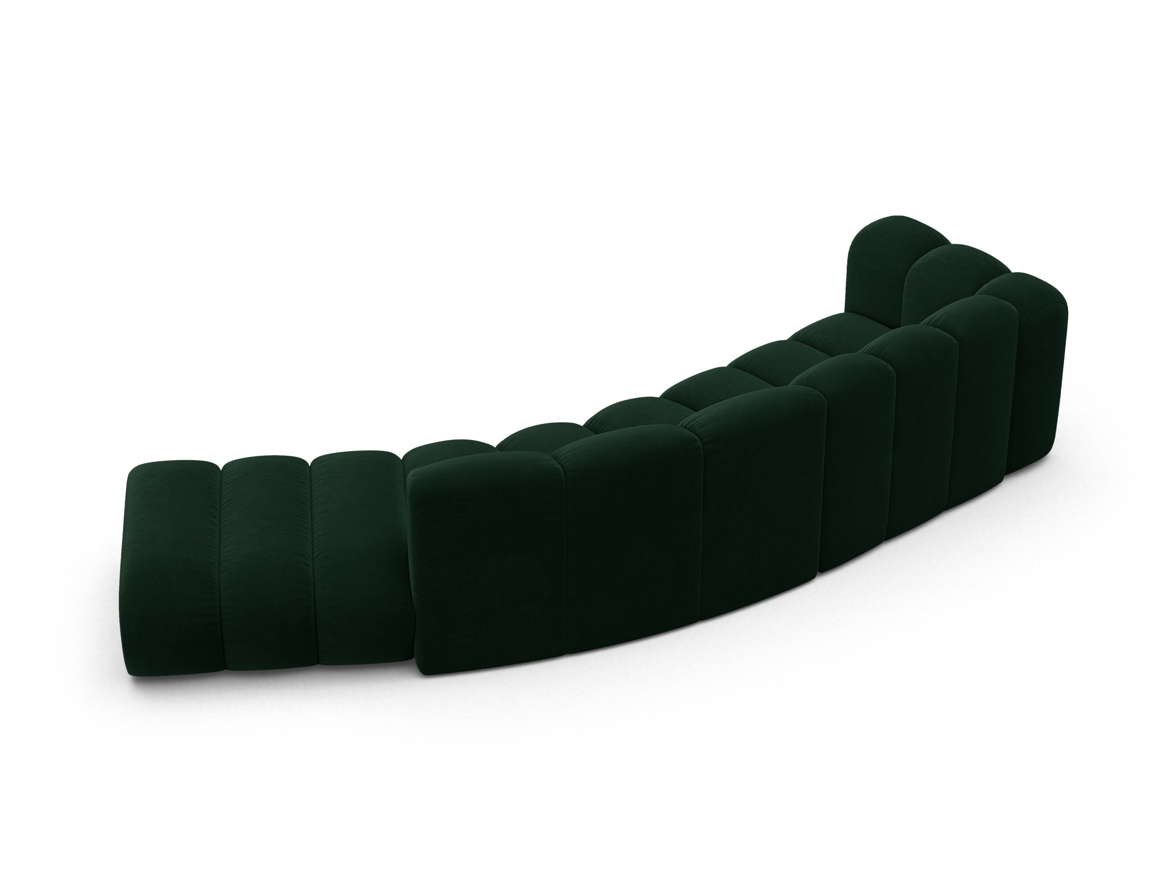 Sofa aksamitna 5-osobowa prawostronna LUPINE butelkowy zielony – szenil